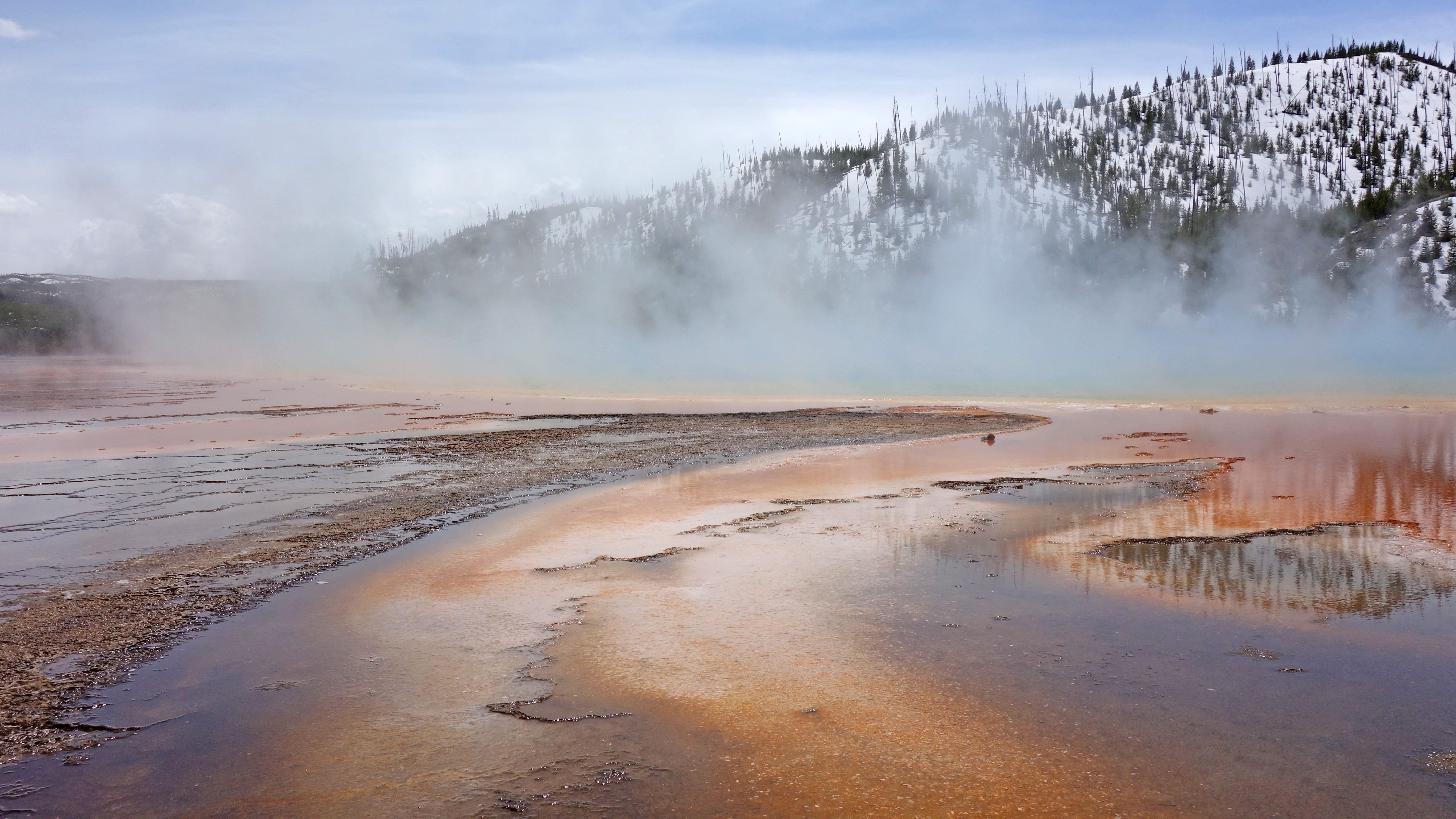 power in nature, day, 5K, grand prismatic spring, hot spring, national, scenics - nature, landscape, wet, environment, water, tranquility, nature, united states, HD Wallpaper