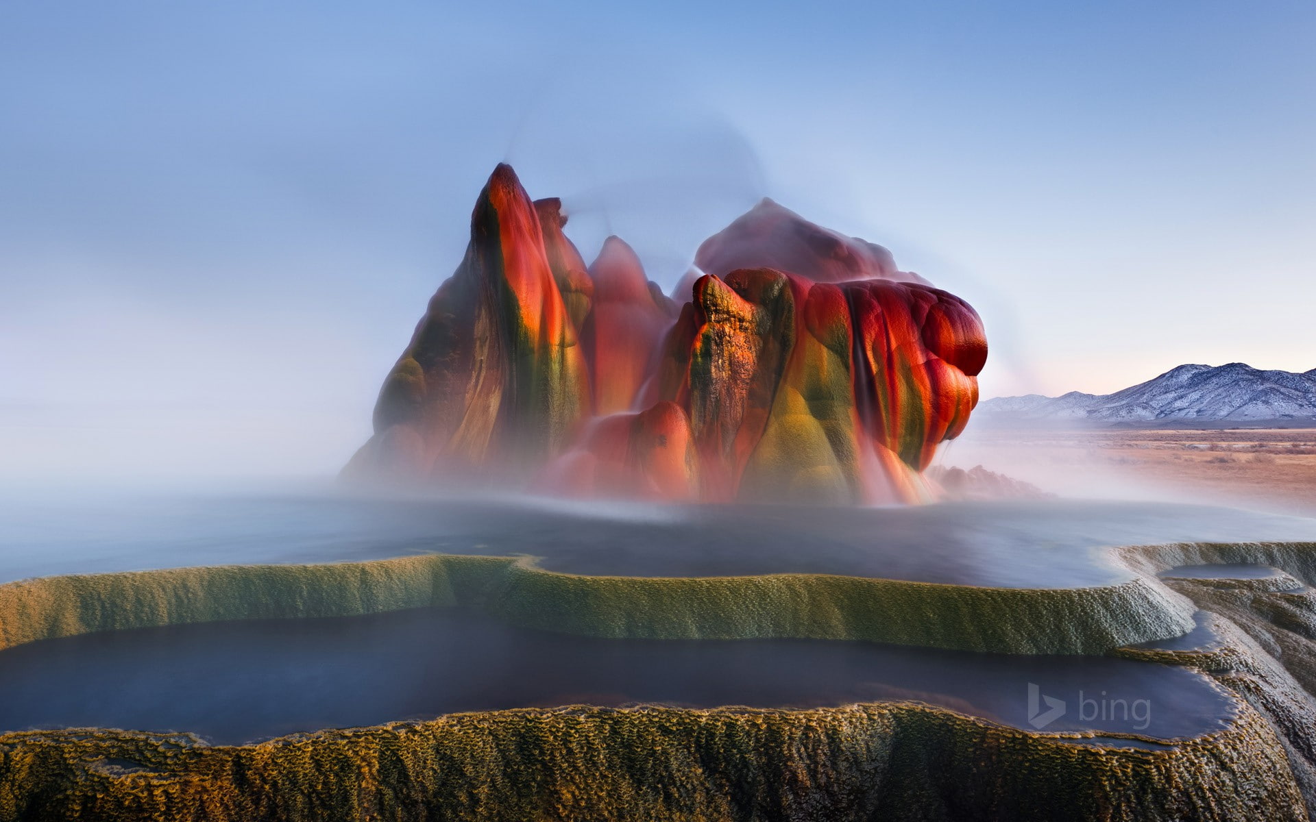 mist, geysers, 1080P, rock formation, nature, Nevada, landscape, HD Wallpaper