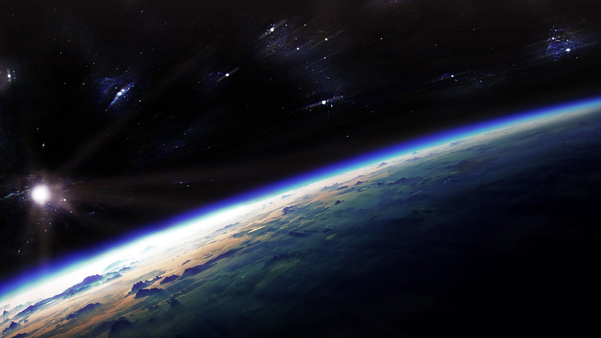 Stars, galaxy, Sun, Landscape, multi colored, glowing, night, From Space, planet - space, painting, beauty in nature, Planet, cloud - sky, purple, illuminated, HD Wallpaper