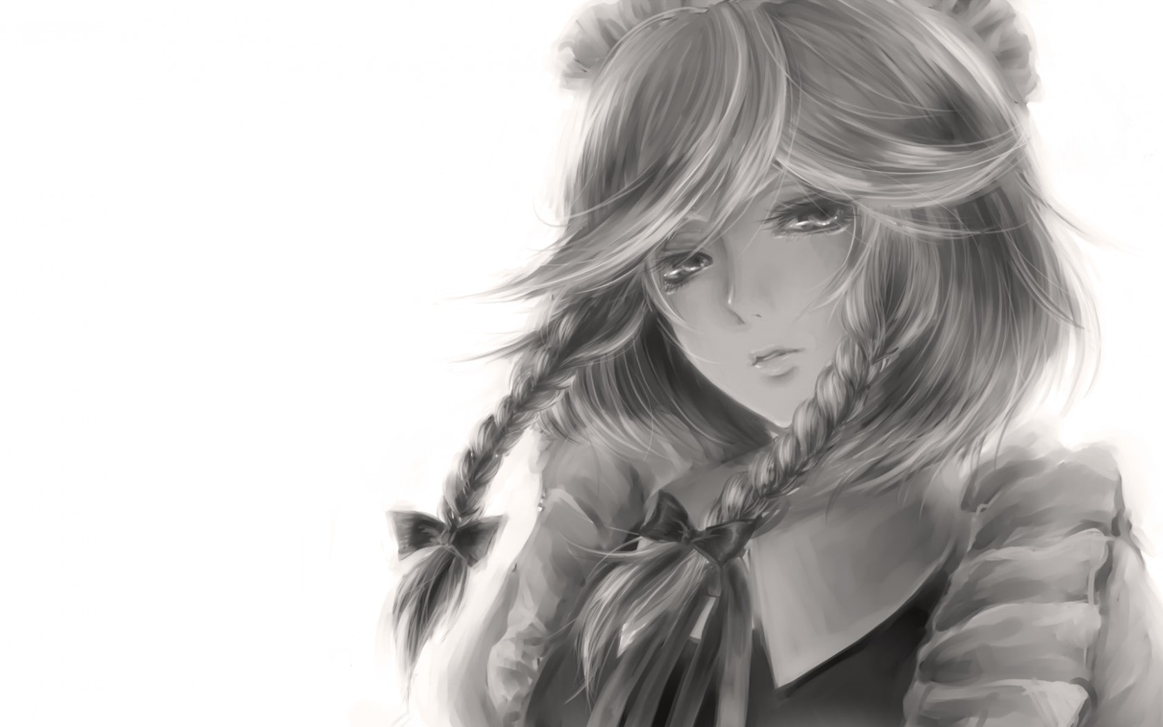 white, bw, digital/artwork, drawing, 720P, anime, hd, HD Wallpaper