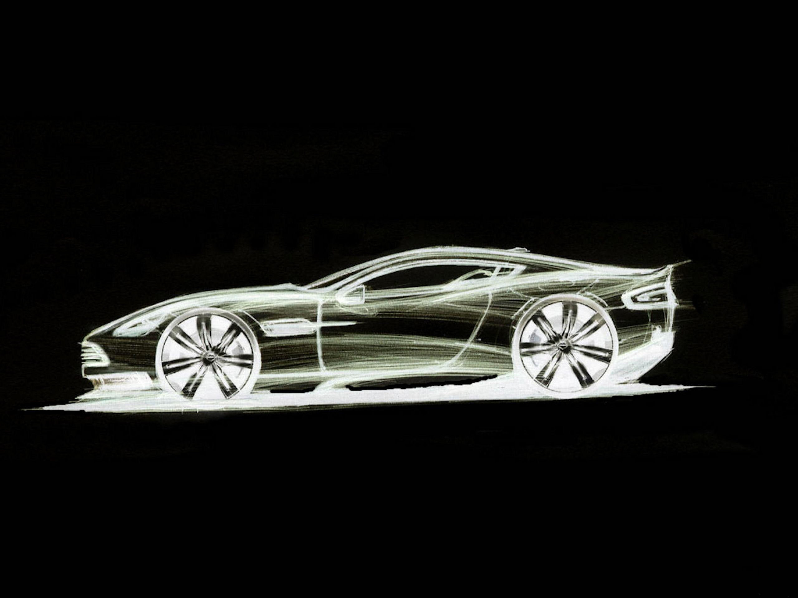 white, cars, aston, black, martin, 2K, draw, aston martin, sketch, HD Wallpaper