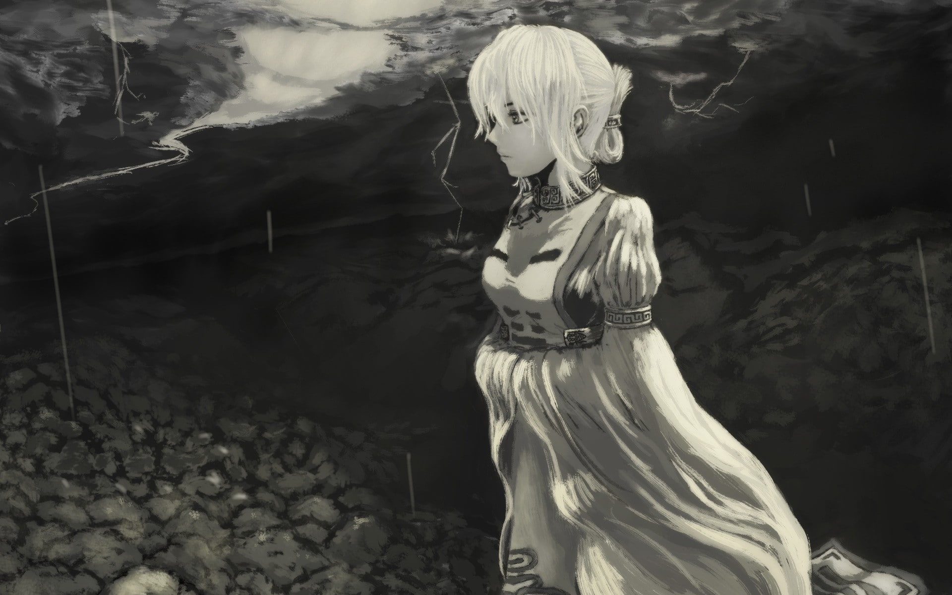 digital/artwork, hd, sketch, bw, drawing, 1080P, HD Wallpaper