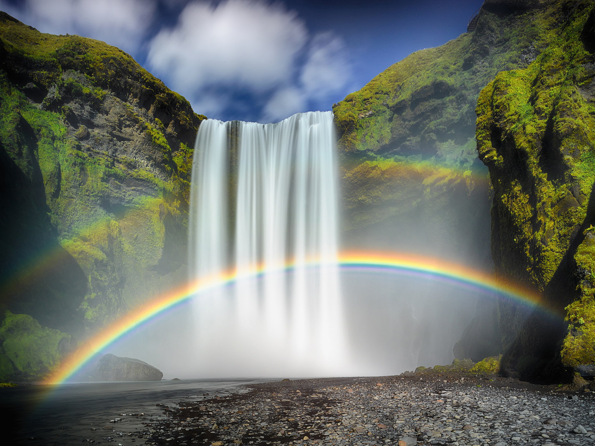 summer, non-urban scene, water, stream, 1080P, environment, river, scenics, Iceland, waterfalls, long Exposure, power in nature, landscape, majestic, vacations, HD Wallpaper