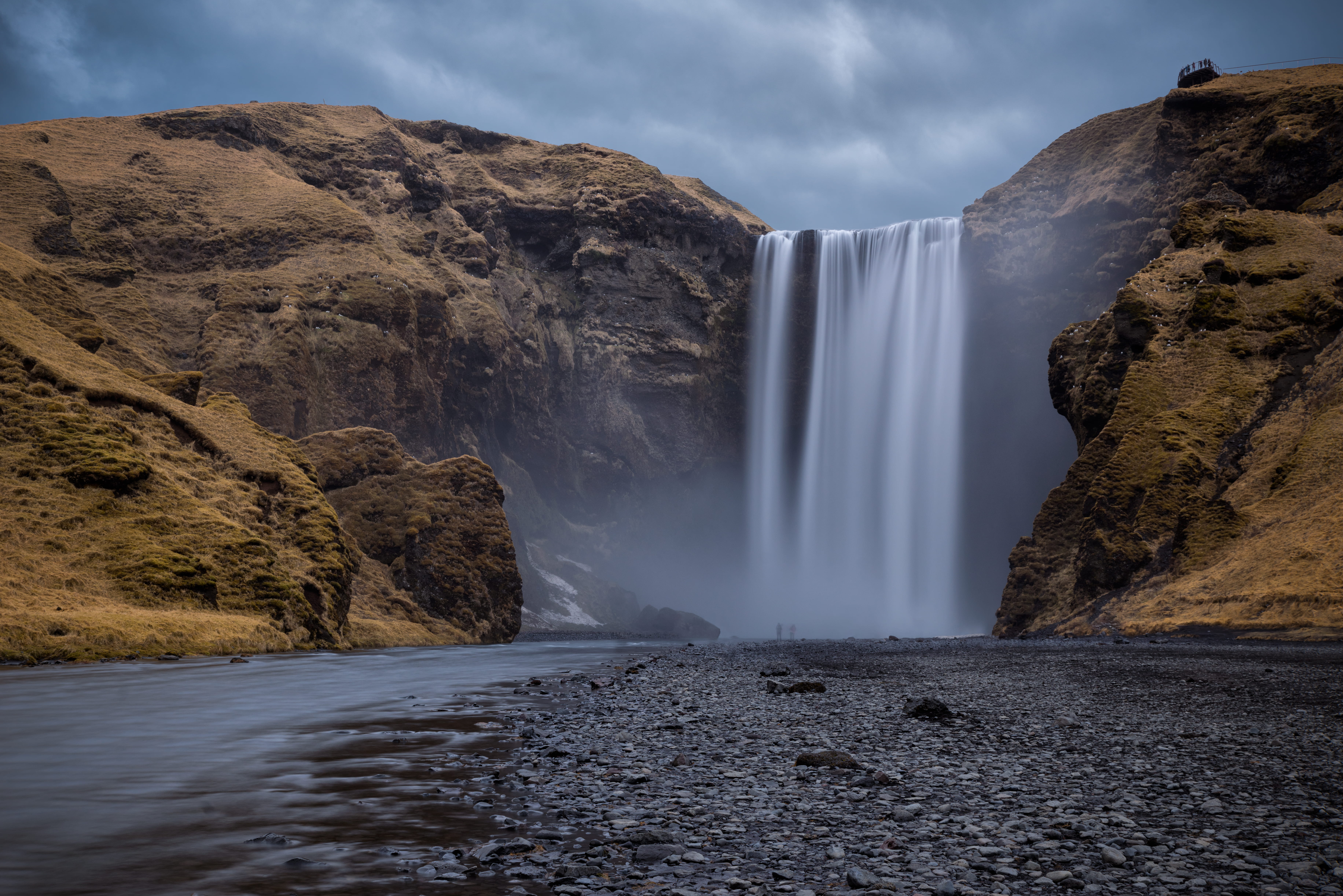 river, time, polar, nature, sky, mountain, travel, travel destinations, flowing water, power in nature, brown, flowing, nordic, motion, land, solid, pouring, HD Wallpaper