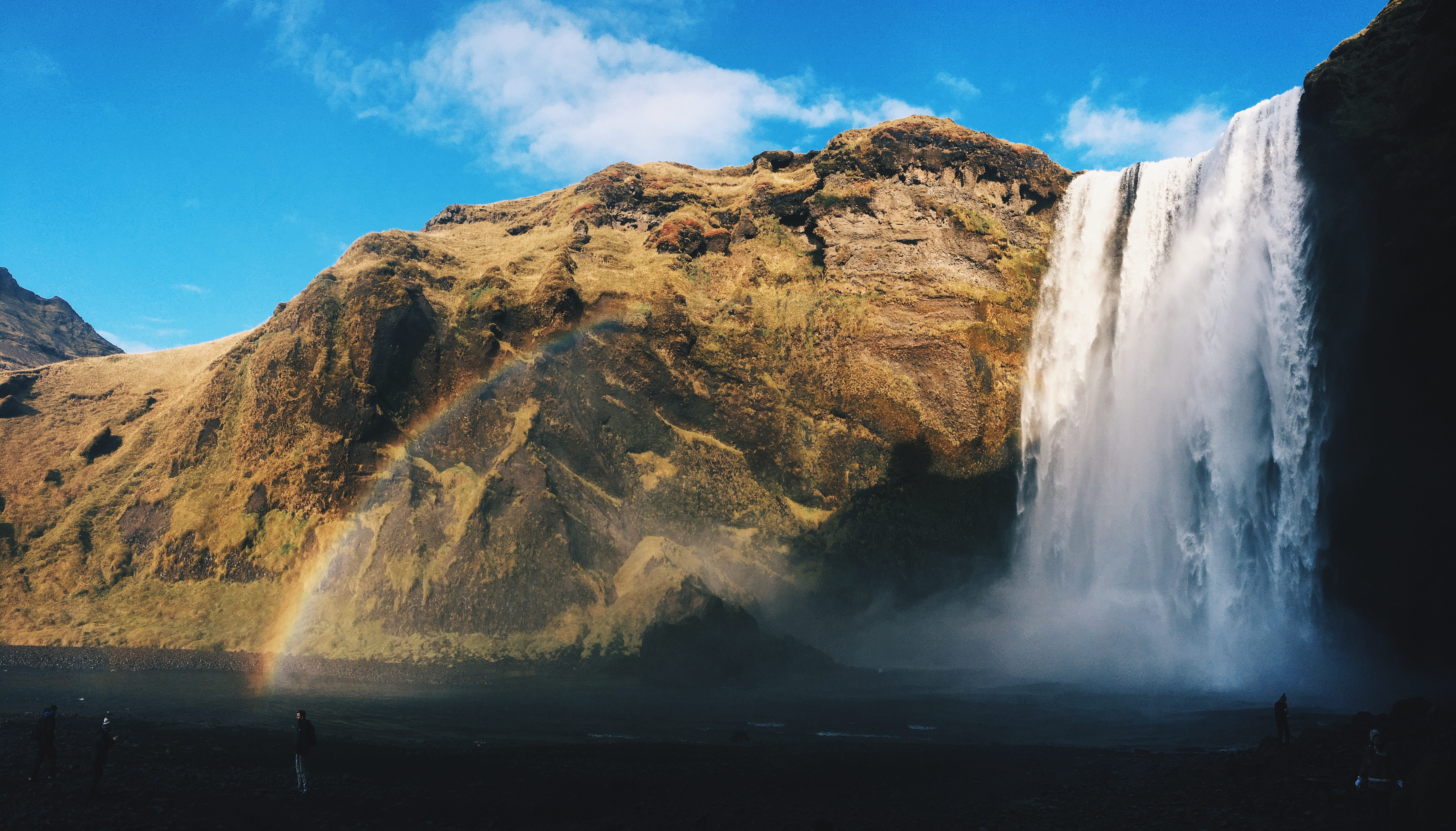 5K, motion, nature, travel, water, flowing, blue, outdoors, flowing water, non-urban scene, rock, iceland, power in nature, beauty in nature, landscape, HD Wallpaper