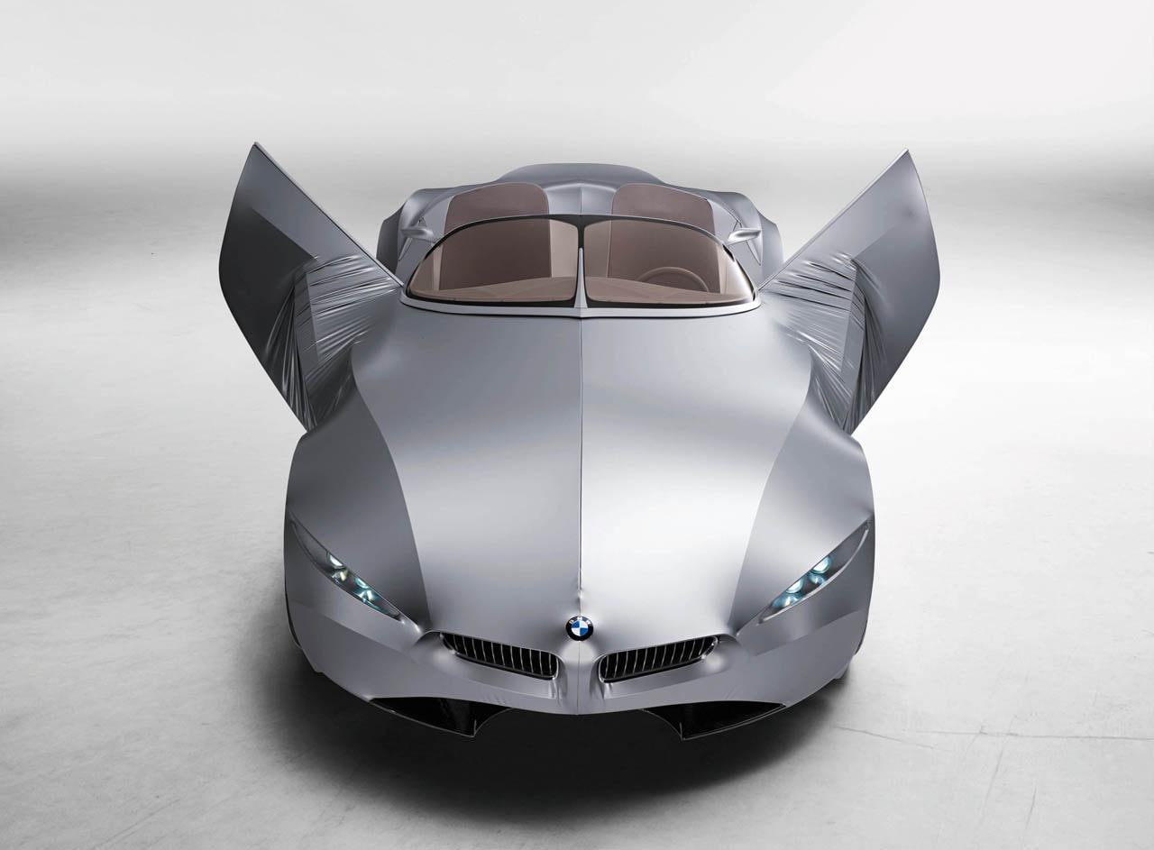 white background, no people, concept, gina, visionary, motor vehicle, reflection, light, 720P, pattern, close-up, indoors, bmw, white color, metal, security, HD Wallpaper