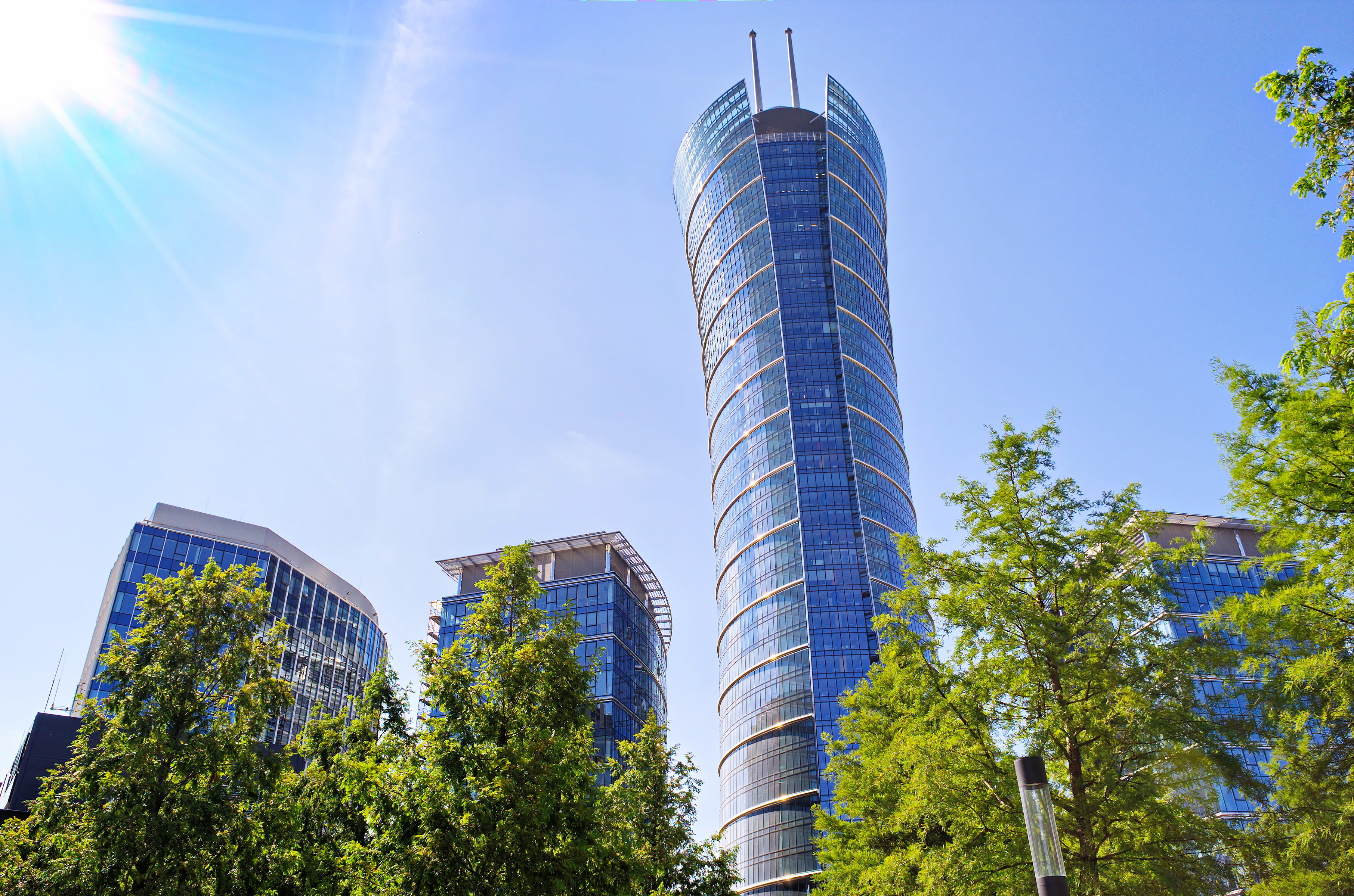 facade, contemporary, tallest, tower, office, low angle view, building exterior, skyscraper, business, tall, warsaw, architecture, tall - high, daylight, HD Wallpaper