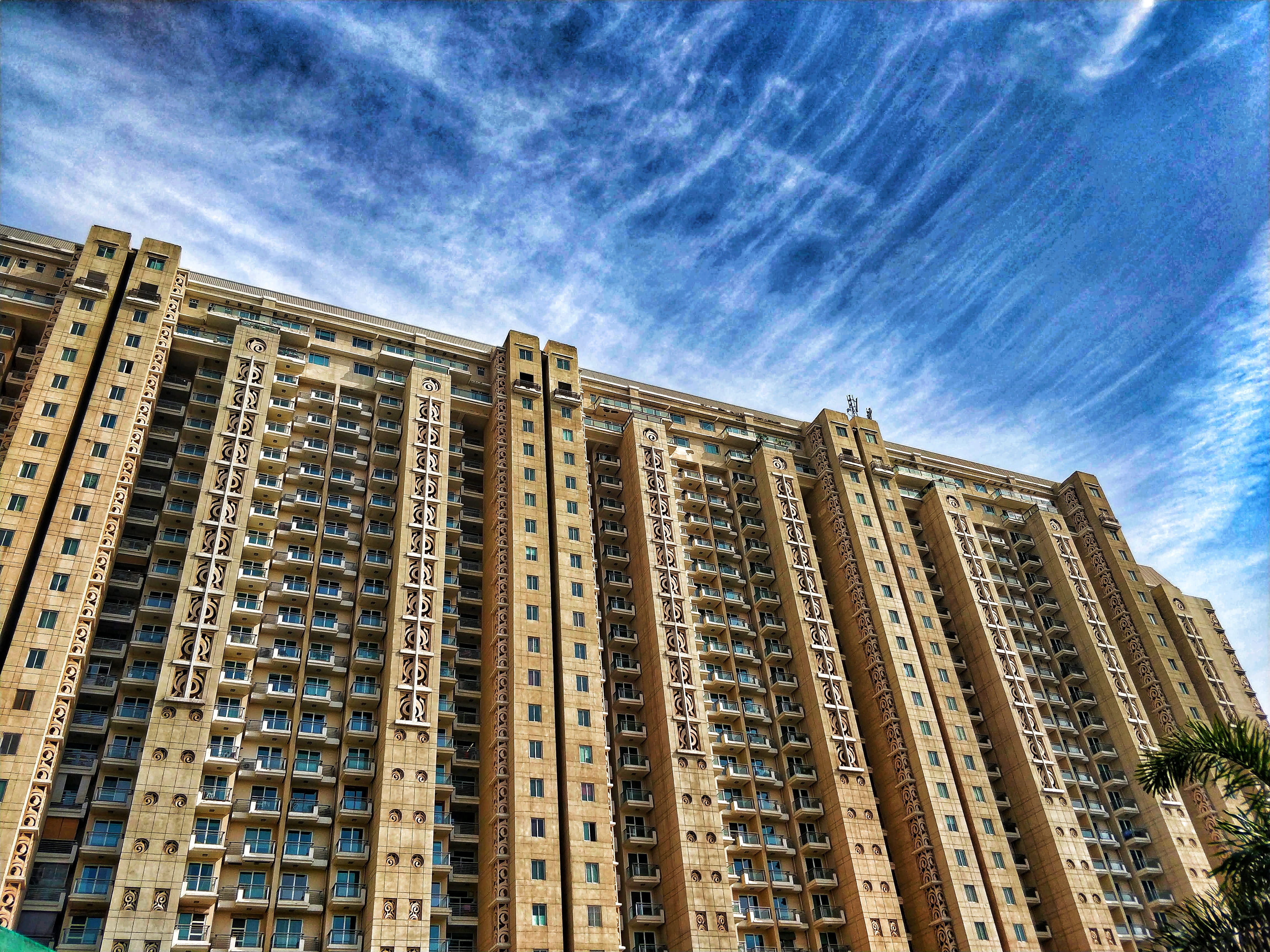 multi-storey building, residential district, architecture, sunlight, tall - high, blue, no people, high, buildings, sight, facade, offices, outdoors, modern, HD Wallpaper