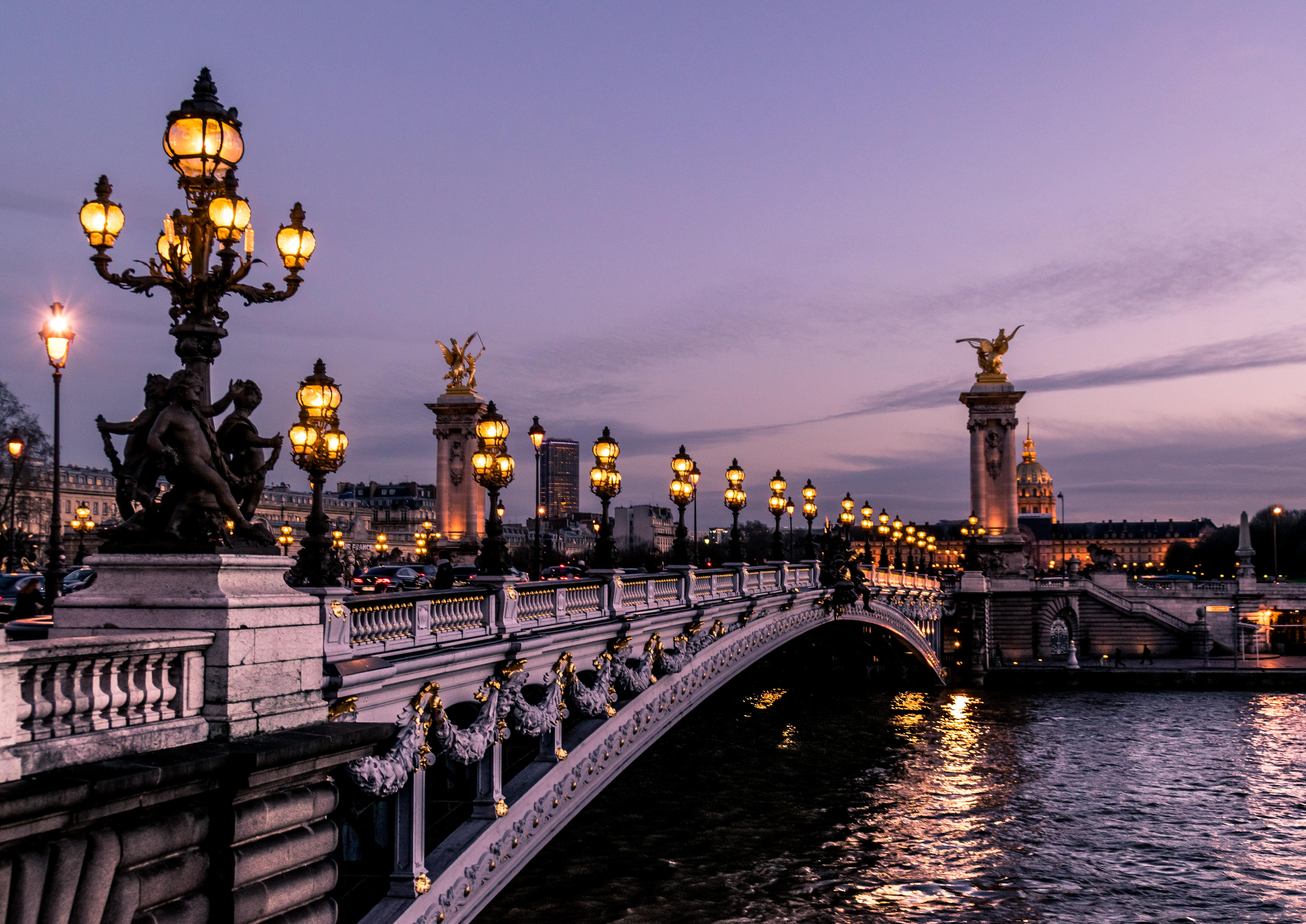 twilight, lamps, government, body of water, built structure, travel destinations, city, cathedral, body, illuminated, nature, 5K, street light, lighting equipment, HD Wallpaper