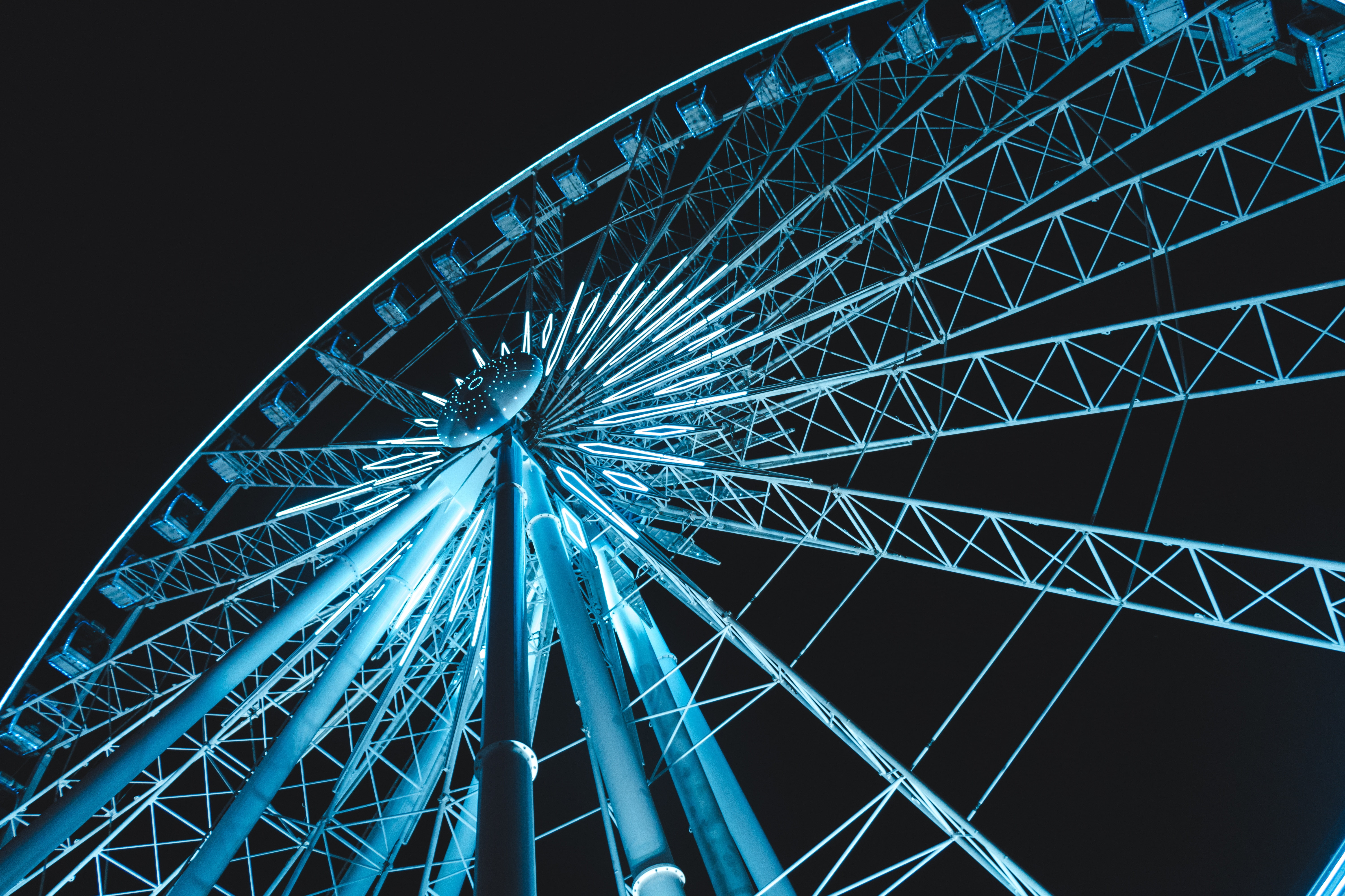 Canada, ferris wheel, night, worms eye view, 5K, HD Wallpaper