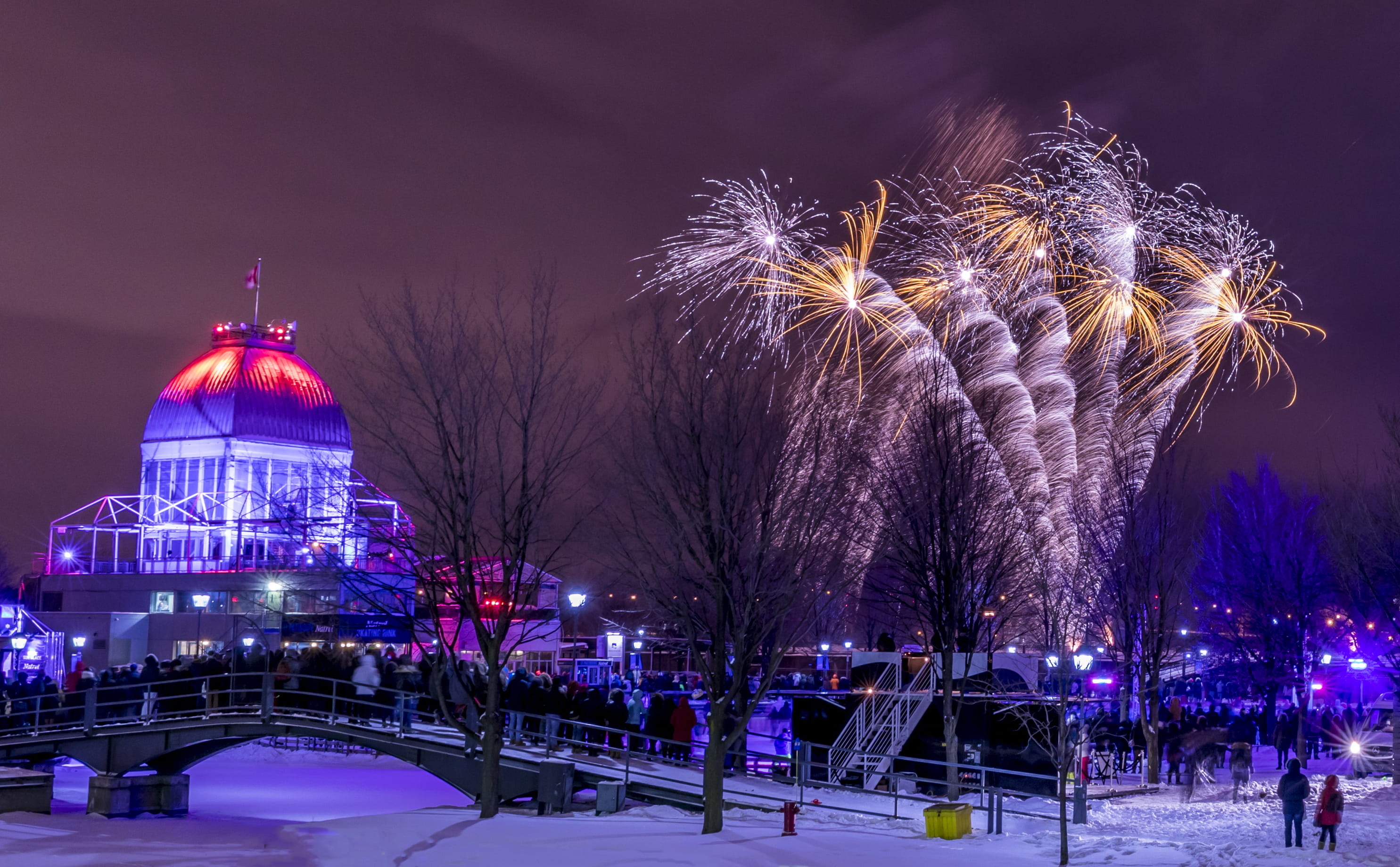 patinoire natrel du vieux port, montreal, ice rink, winter, 2K, old port of montreal, nature, celebration, snow, terrasses bonsecours, built structure, HD Wallpaper