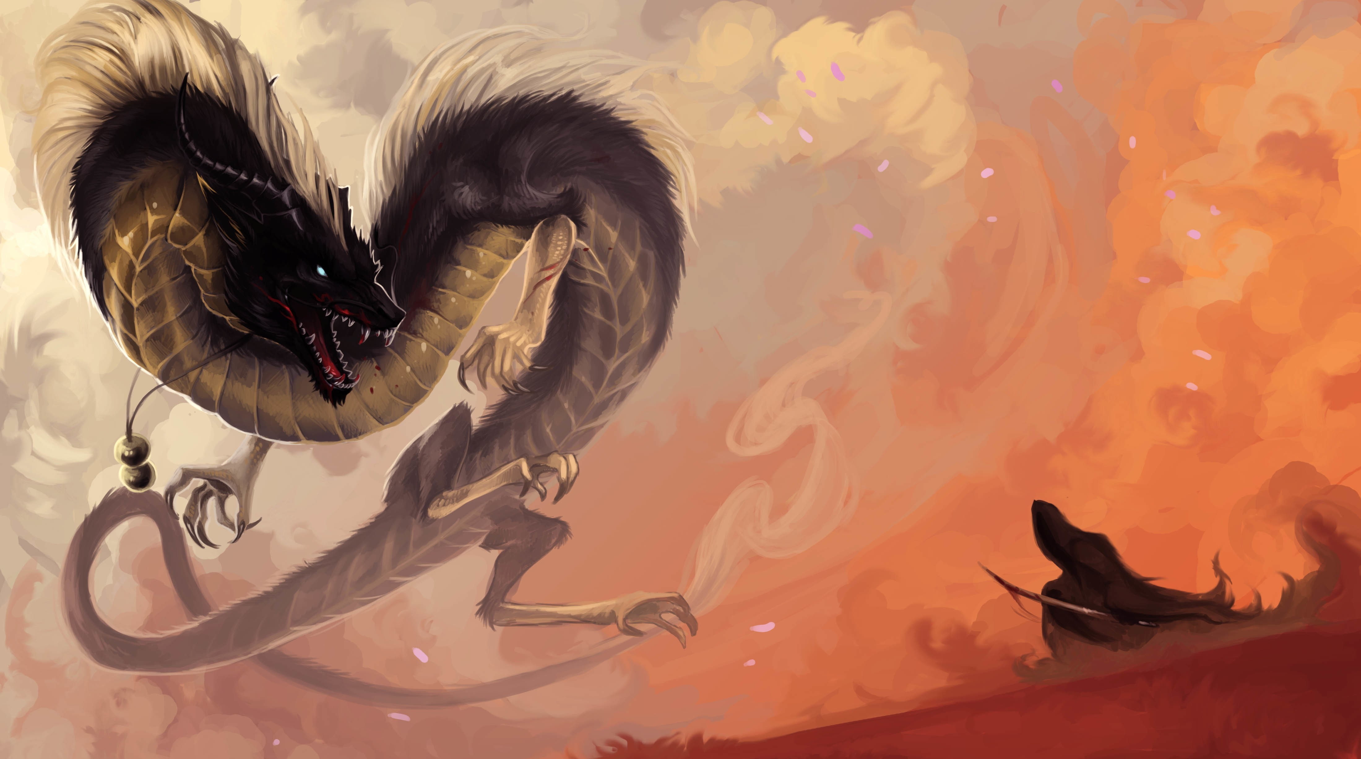 dragon, 4K, fantasy, art, fantasy art, vivid, HD Wallpaper