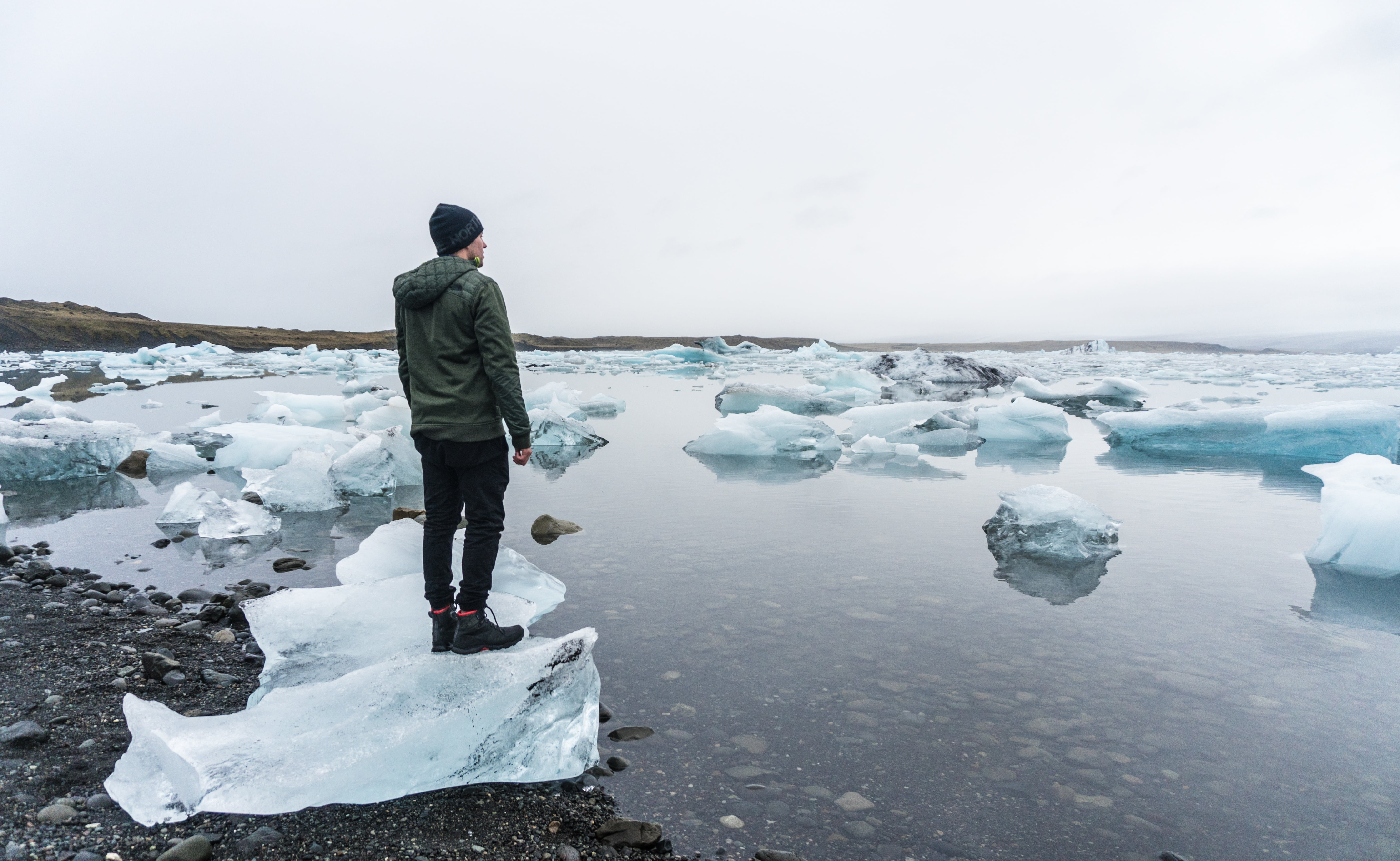 lake, alone, snow, jacket, environment, sea, one person, people, near, beauty in nature, standing, cold, young adult, looking at view, outdoors, day, nature, HD Wallpaper