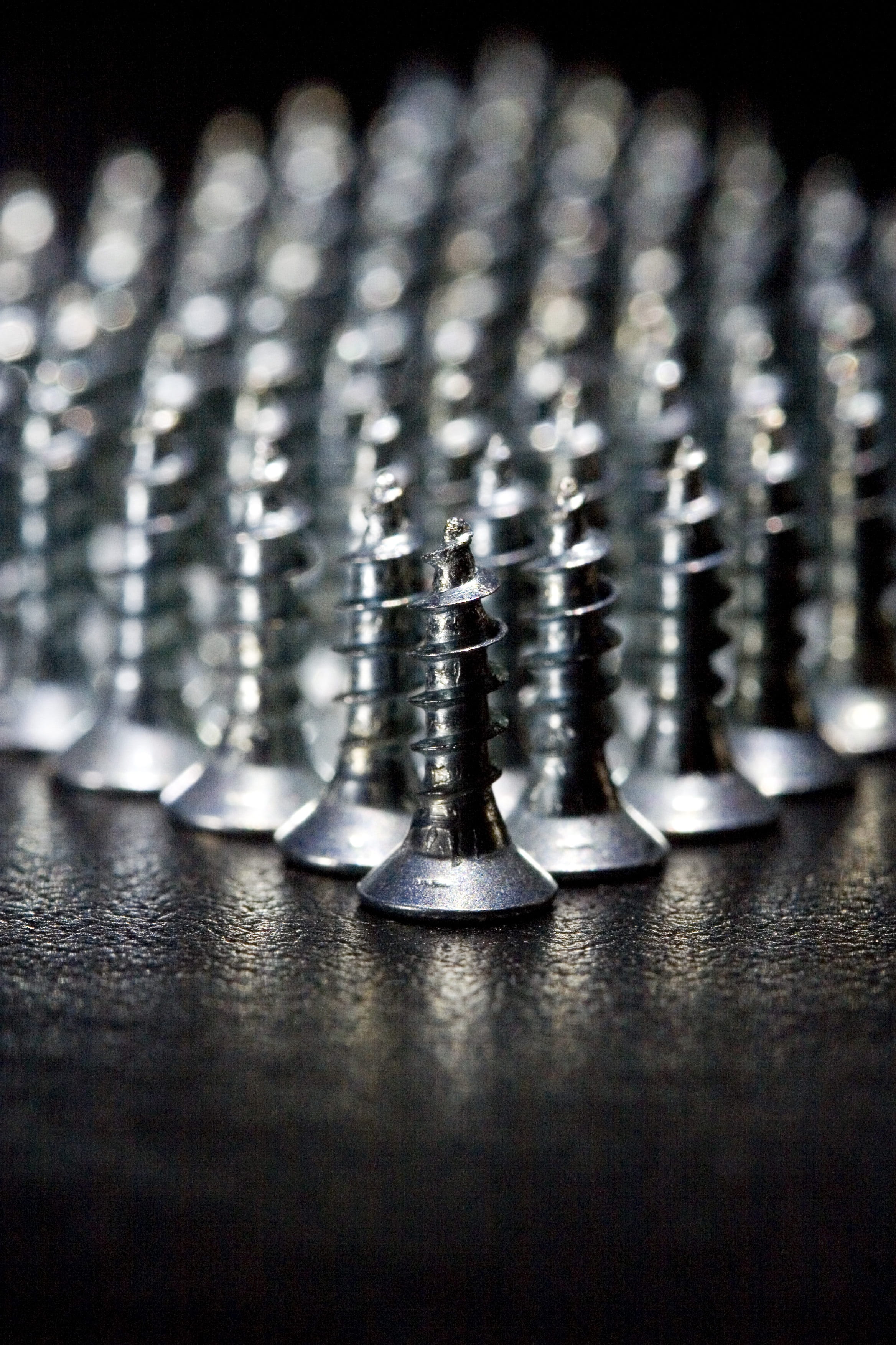 kitchen utensil, order, alloy, black background, leather, work tool, silver, no people, still life, screws, studio shot, bolt, 2K, silver - metal, indoors, Phone HD Wallpaper