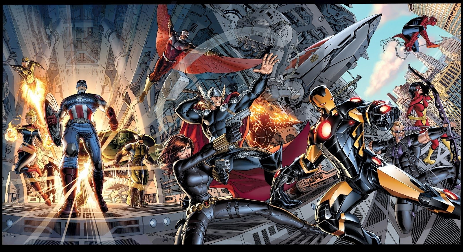 Thor, heroes, Ms. Marvel, Hulk, Iron Man, Hawkeye, Spider-Woman, The Avengers, Spider-Man, 720P, marvel, Captain America, Avengers, Black Widow, HD Wallpaper