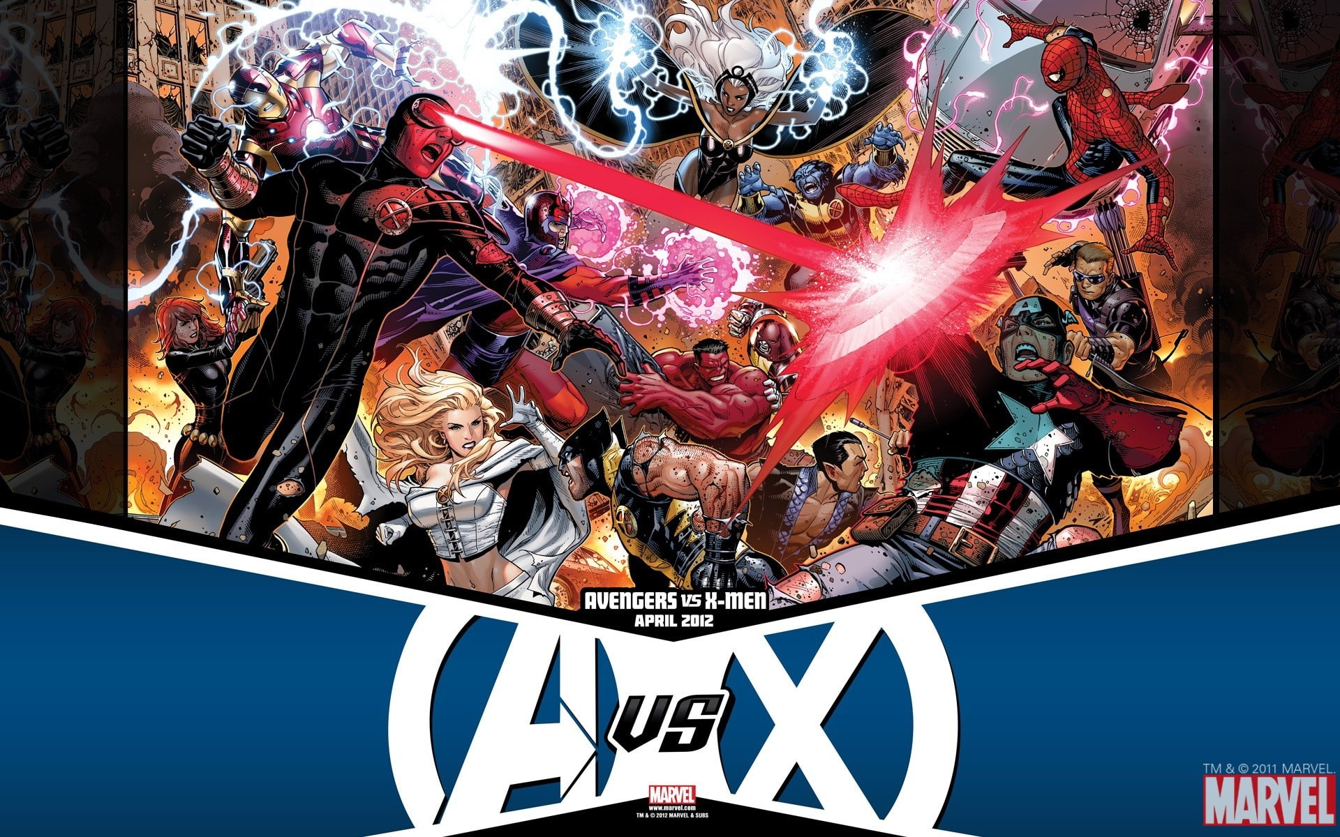 digital, battle, Red Hulk, men, Spider-Man, Avengers vs X-Men, shtorm, emma frost, Iron Man, X-Men, avengers, vs, x, colossus, comic, cyclops, HD Wallpaper