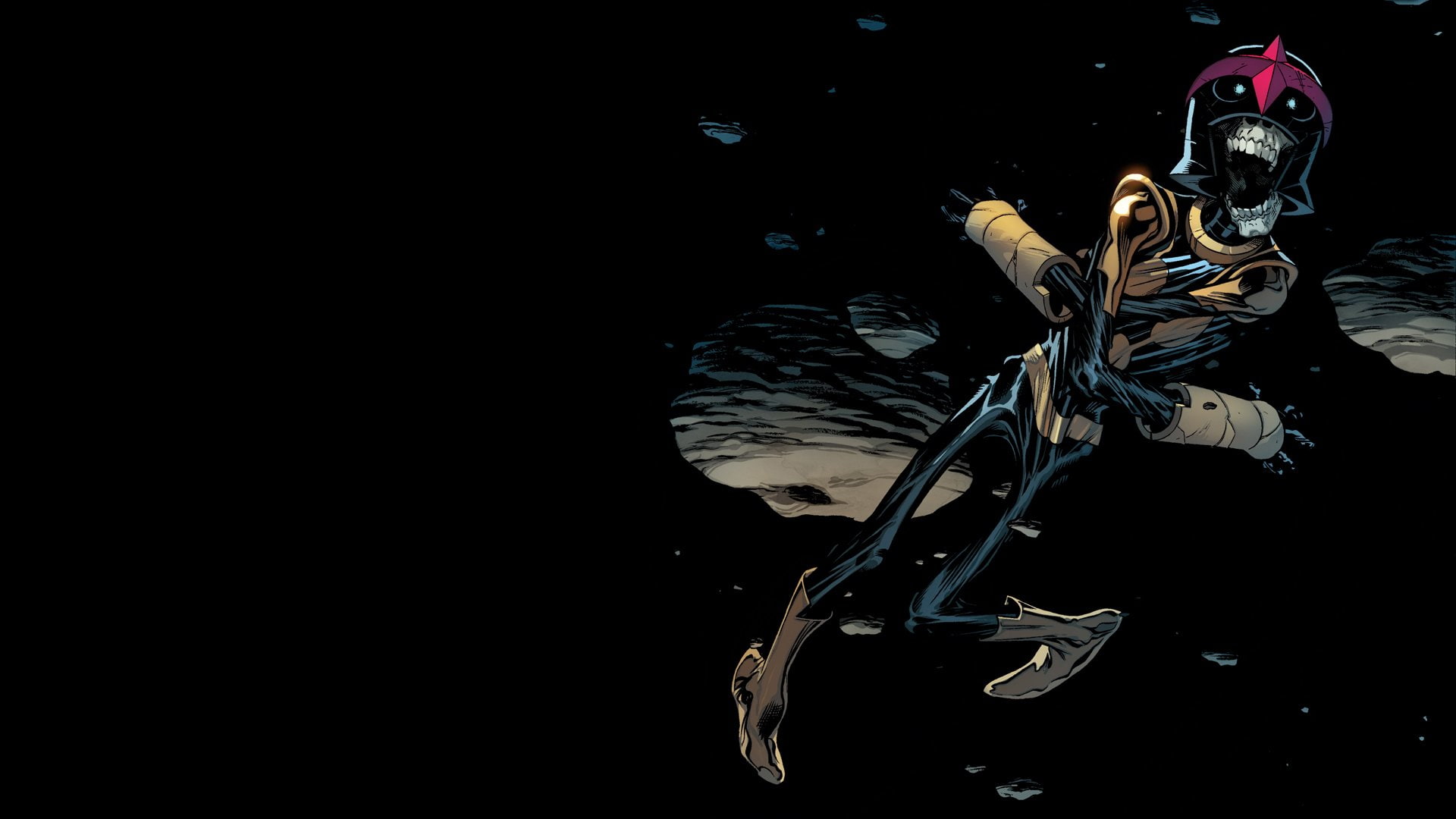 creativity, male likeness, night, 1080P, Comics, nature, motion, black background, Marvel Comics, water, no people, Nova, copy space, studio shot, black color, HD Wallpaper