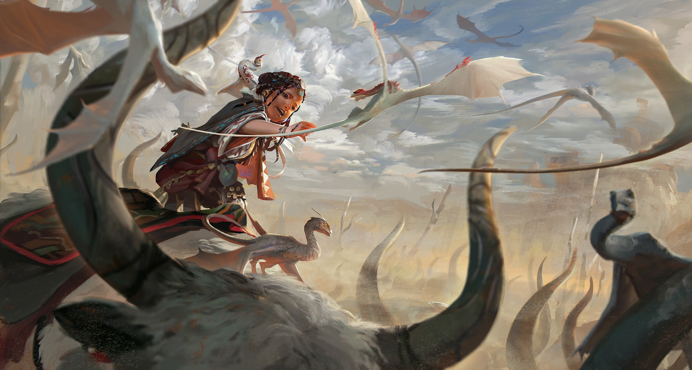catcher, 1080P, art, Rudy Siswanto, fantasy, birds, illustration, HD Wallpaper