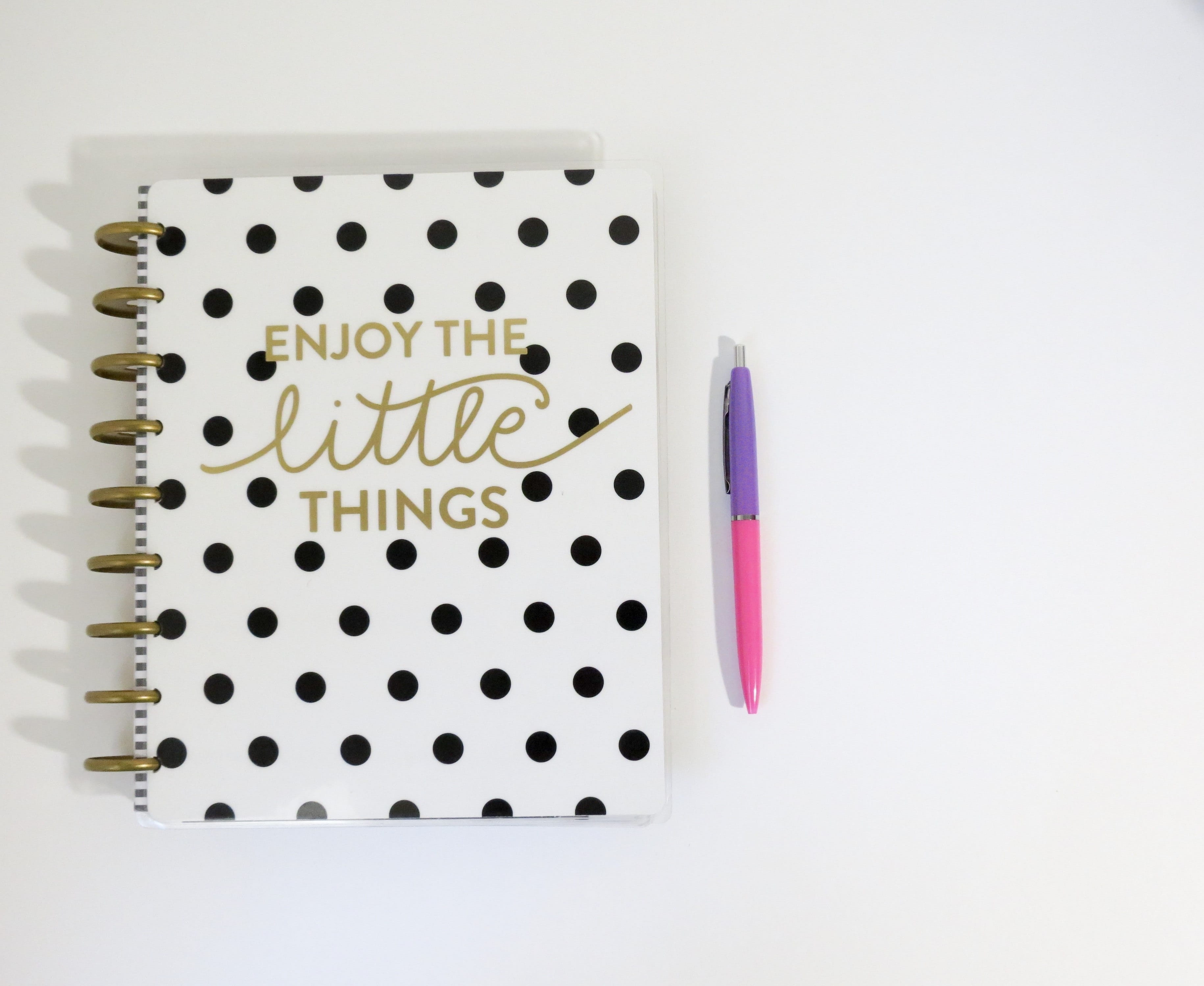 notebook, cut out, hole, high angle view, no people, planner, Enjoy, little, things, neat, office supply, simple, pink color, pen, domestic life, close-up, HD Wallpaper