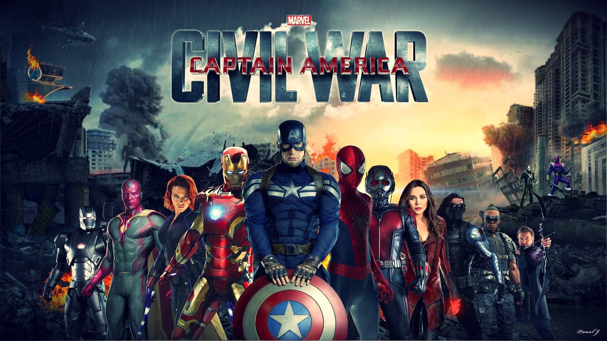 digital, america, 1080P, men, group, real people, street, Ant-Man, marvel, people, Vision, city, Winter Solider, transportation, Captain America:Civil War, HD Wallpaper