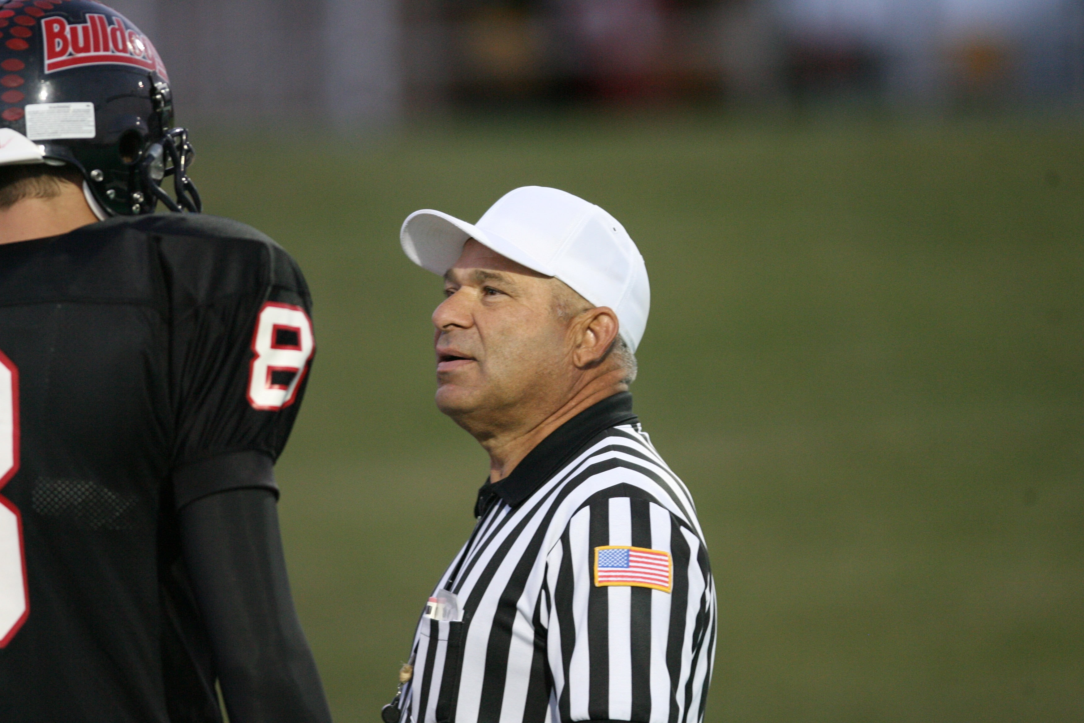 referee, american football field, friendly, mature adult, player, competition, side view, football Player, cap, competitive Sport, mature men, two people, HD Wallpaper