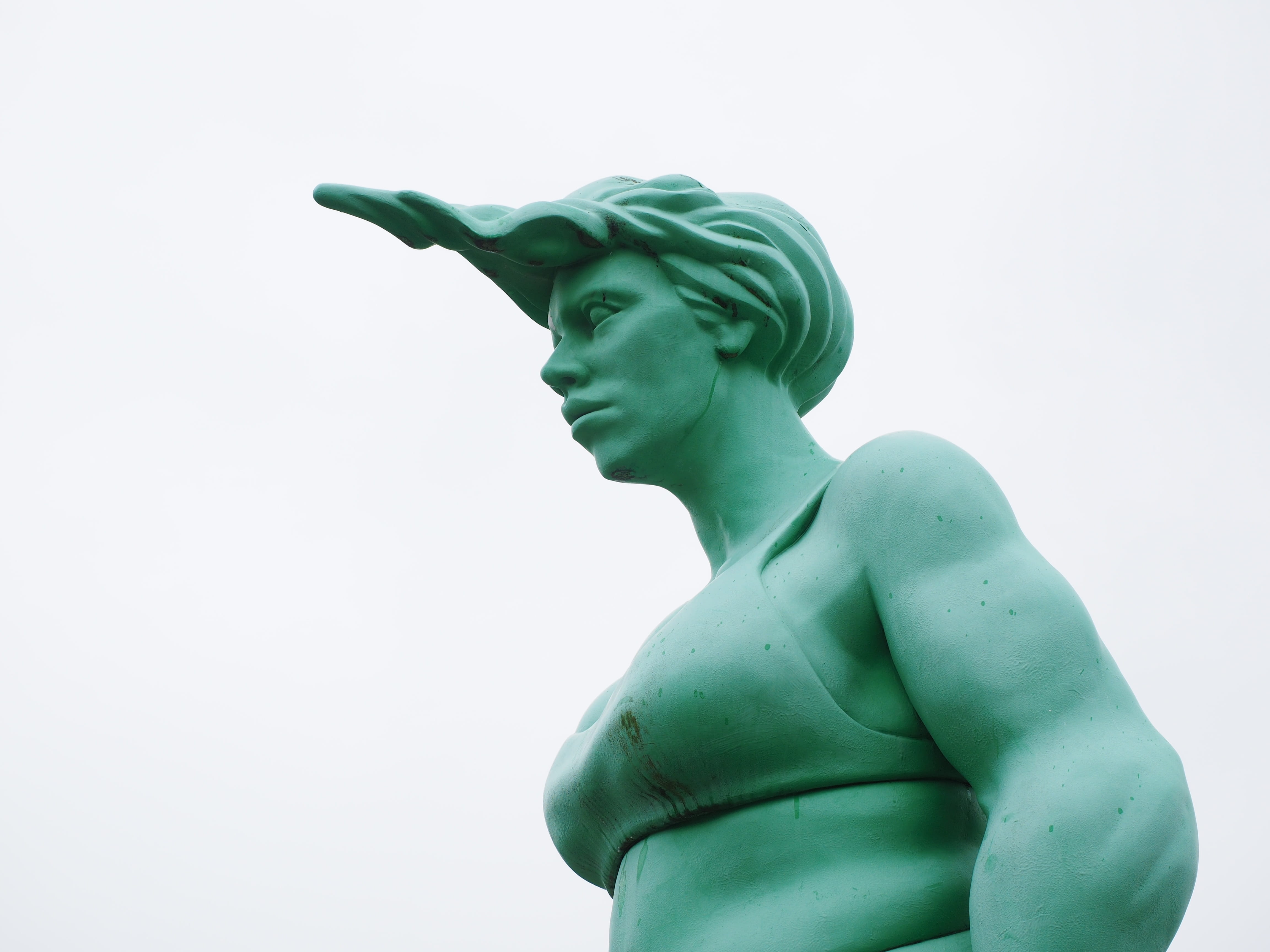 studio shot, craft, artwork, human representation, male likeness, green, turquoise colored, westerland, waist up, fine art statue, martin cloud, person, HD Wallpaper