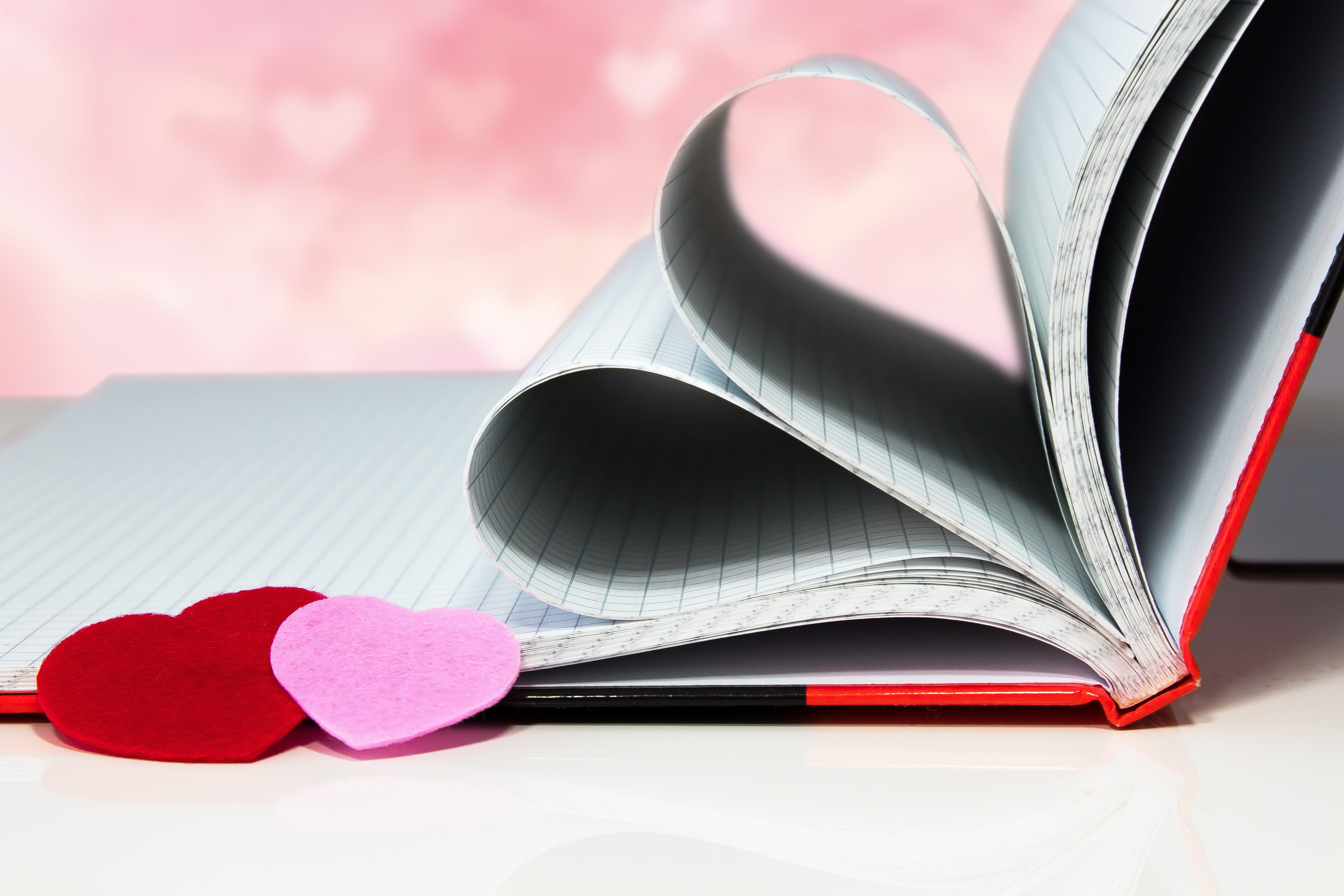 affection, pink, valentines day - holiday, education, loyalty, tenderness, literature, copy space, activity, book, map, greeting card, pink color, heart shape, HD Wallpaper