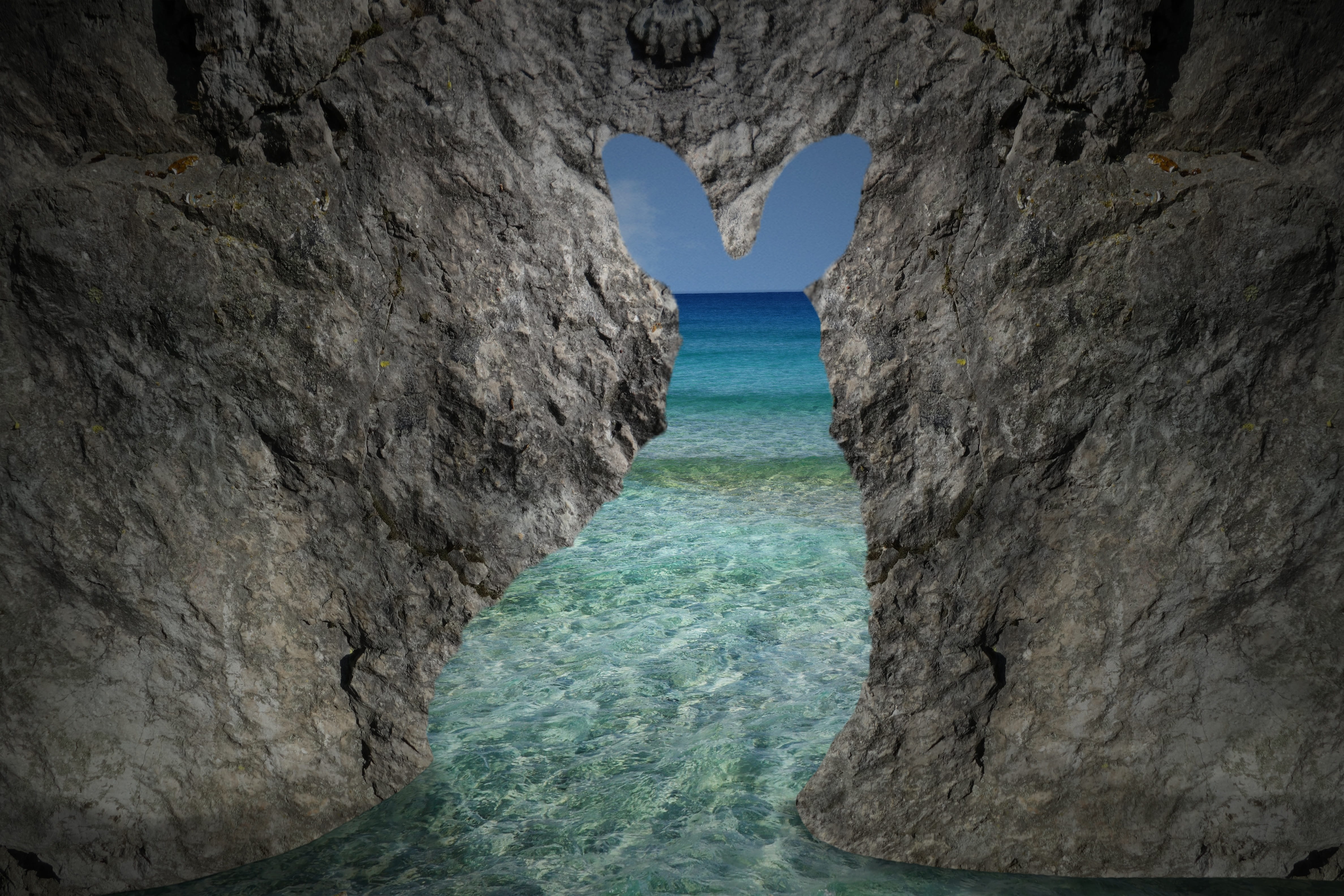 summer, fotomanipulación, beauty in nature, sky, fantasy, take it easy, no people, scenics - nature, tranquility, mediterranean, land, solid, water, stones, HD Wallpaper
