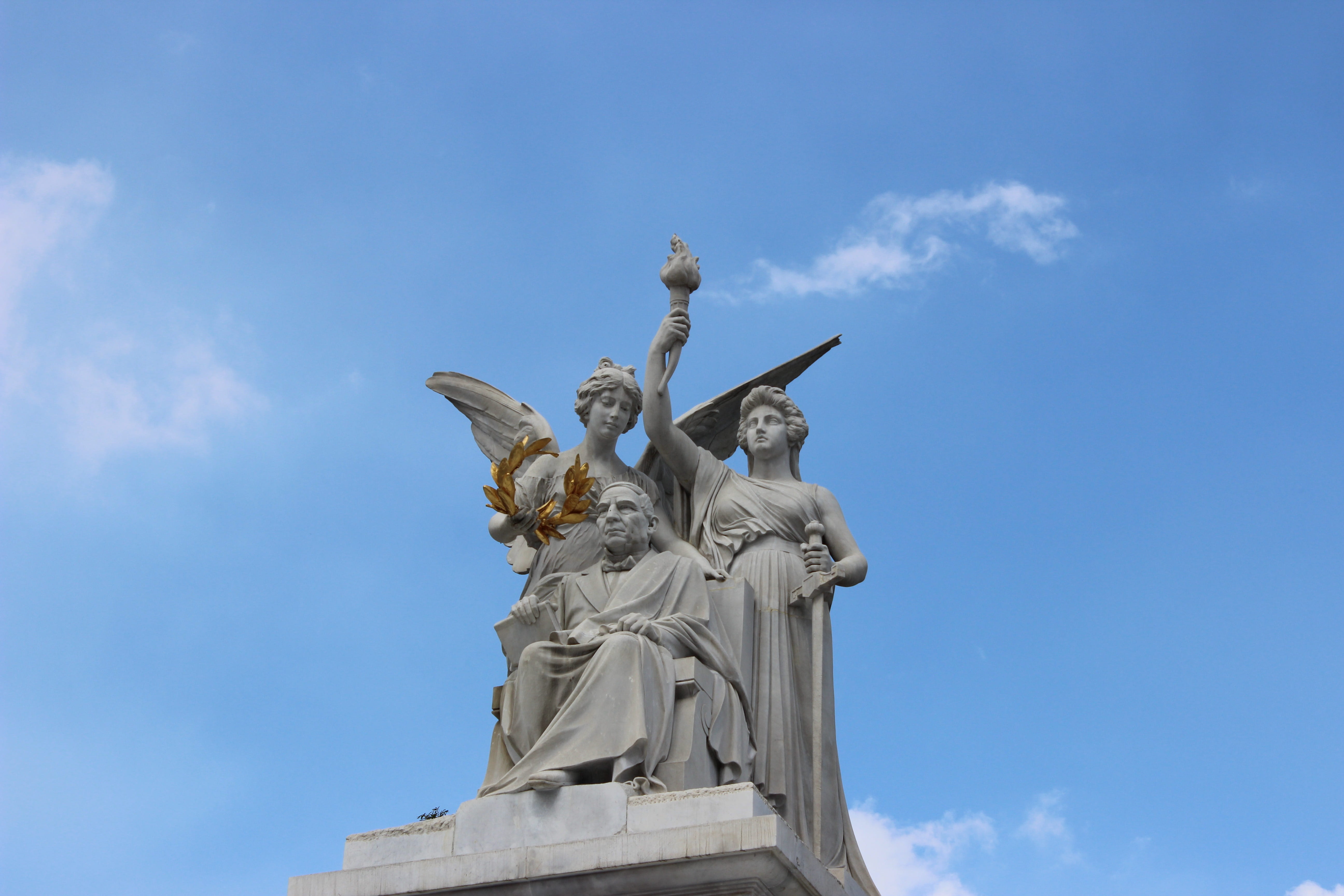 Figure, architecture, representation, human representation, travel destinations, low angle view, no people, figure, landscape, monument, sculptures, silhouette, HD Wallpaper