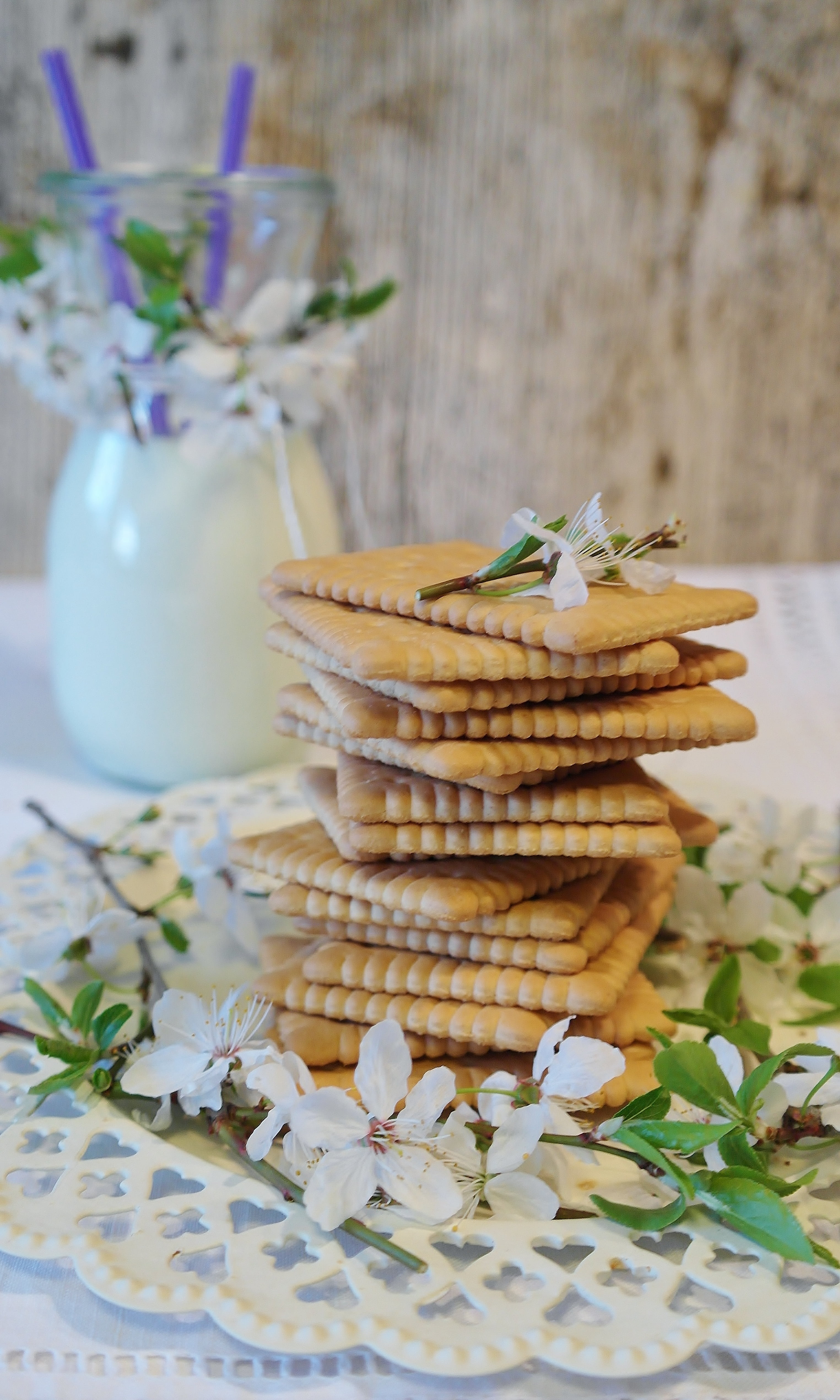 plant, glass, butter biscuits, close-up, dessert, basket, table, spring, bloom, drink, healthy, temptation, flowering plant, decoration, cookies, flower, Phone HD Wallpaper