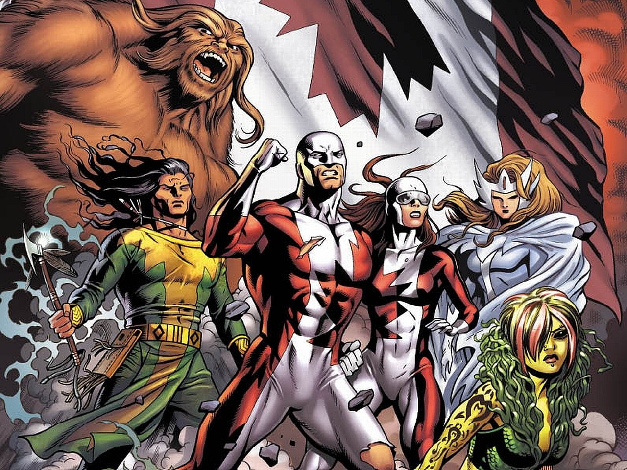 Comics, Marvel Comics, Canadian Flag, Weapon Alpha, Sasquatch (Marvel Comics), Guardian (Marvel Comics), 720P, Snowbird (Marvel Comics), Vindicator (Marvel Comics), HD Wallpaper