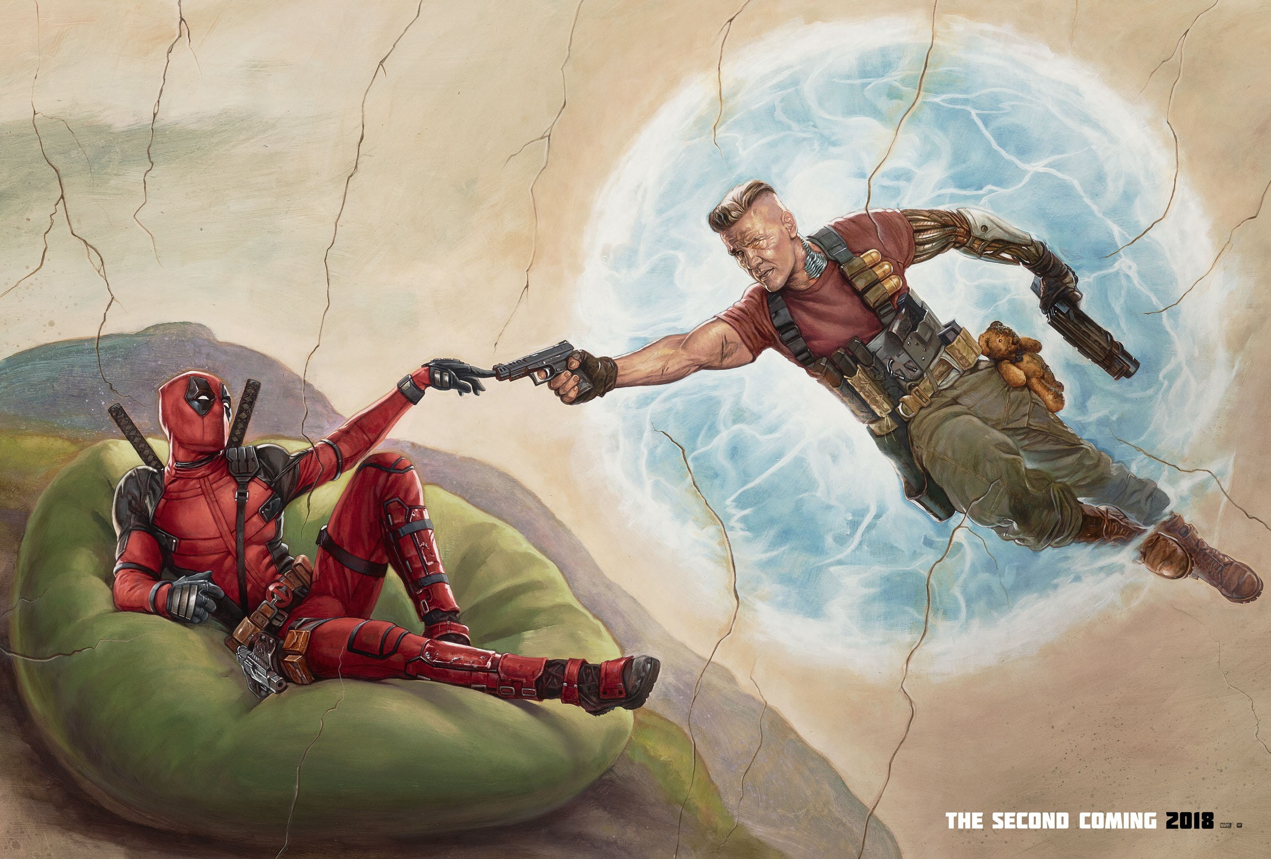 katana, 1080P, art, Wade, MARVEL, Josh Brolin, Cable, Nathan Summers, Deadpool, Deadpool 2, Teddy bear, figure, Ryan Reynolds, costume, comic, guns, weapons, HD Wallpaper