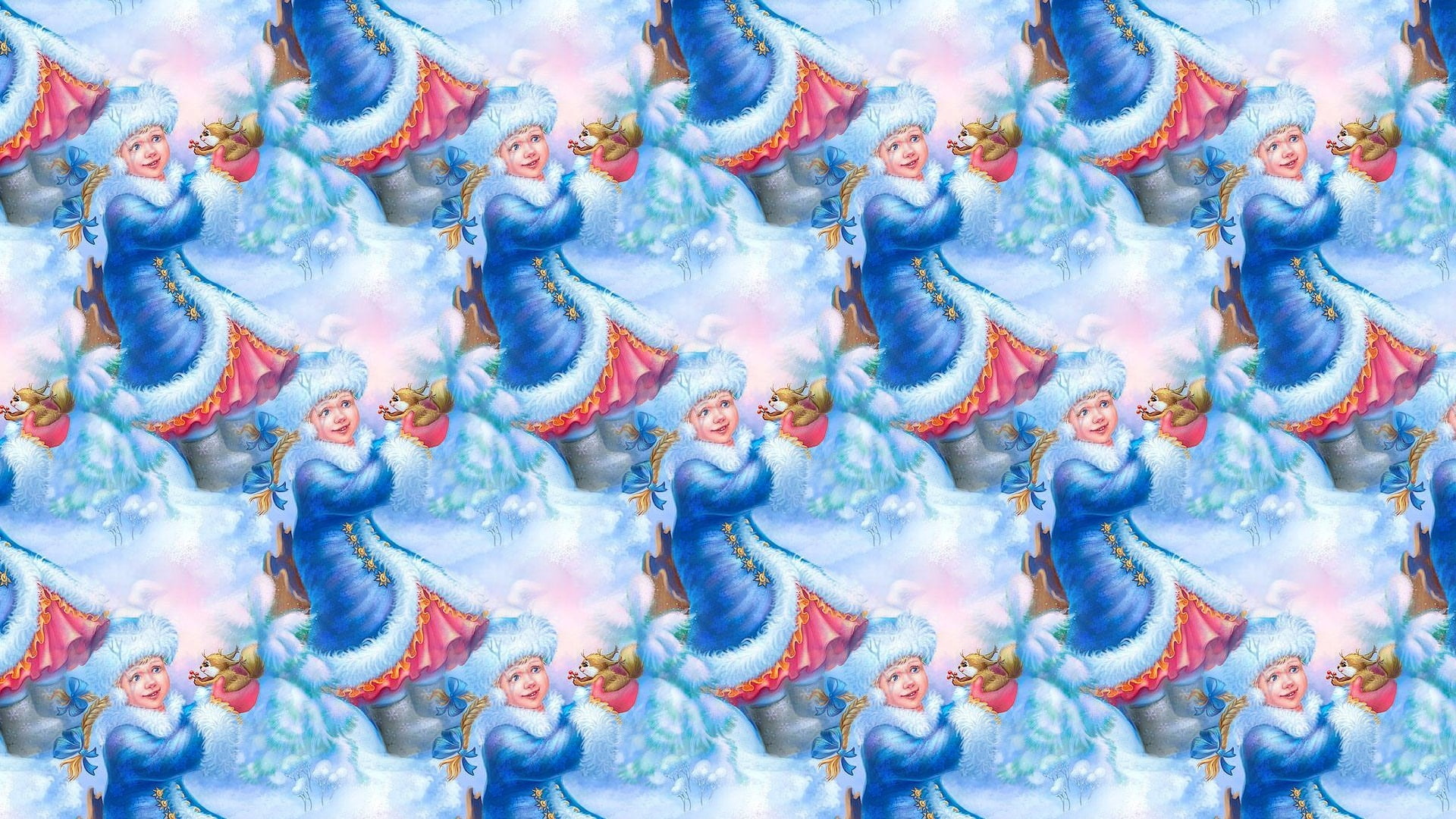 New year, maiden, texture, 1080P, background, squirrel, holiday, girl, HD Wallpaper