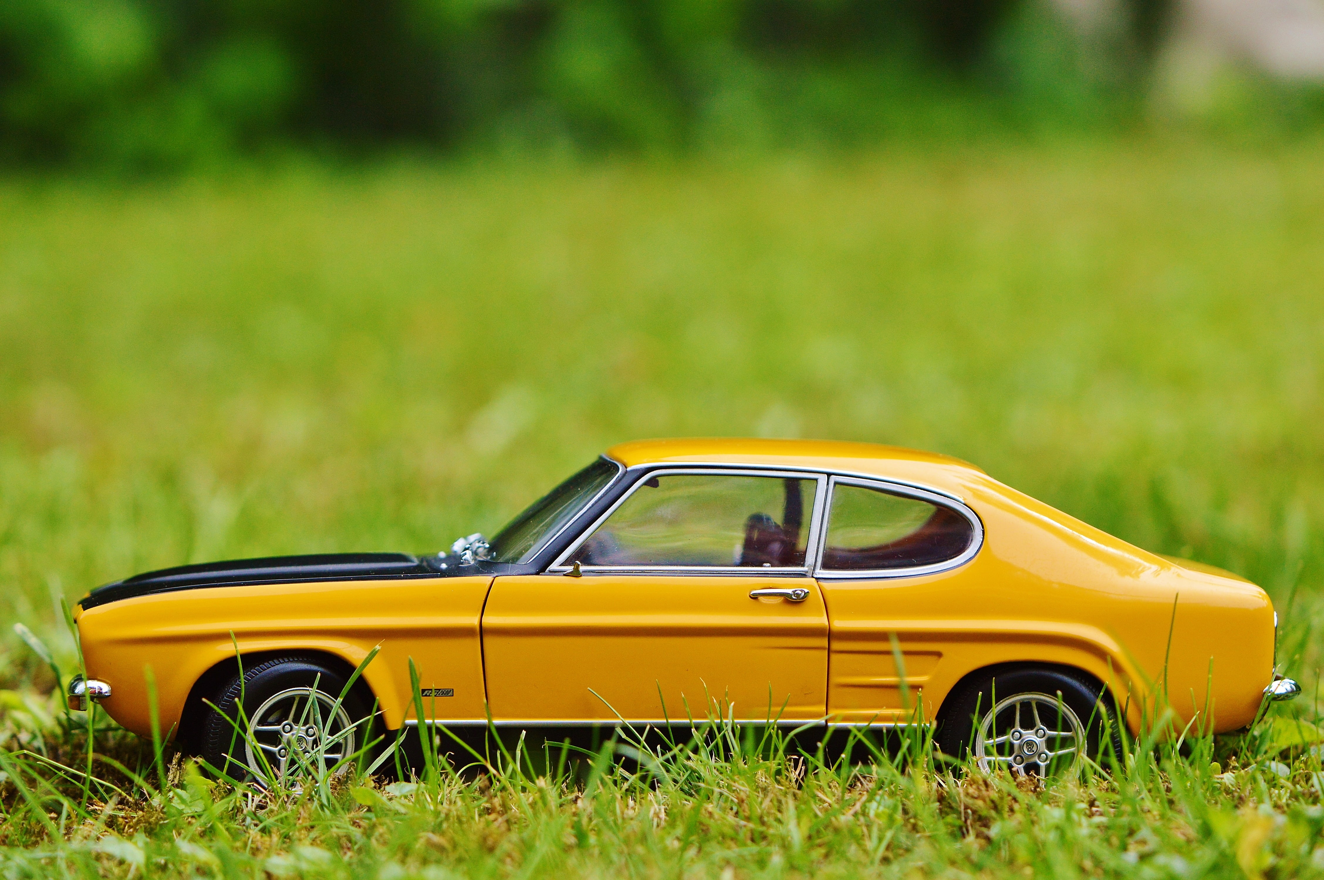 selective focus, green color, nature, 4K, small, old-fashioned, vehicles, oldtimer, auto, land, plant, no people, grass, taxi, black, yellow, land Vehicle, HD Wallpaper