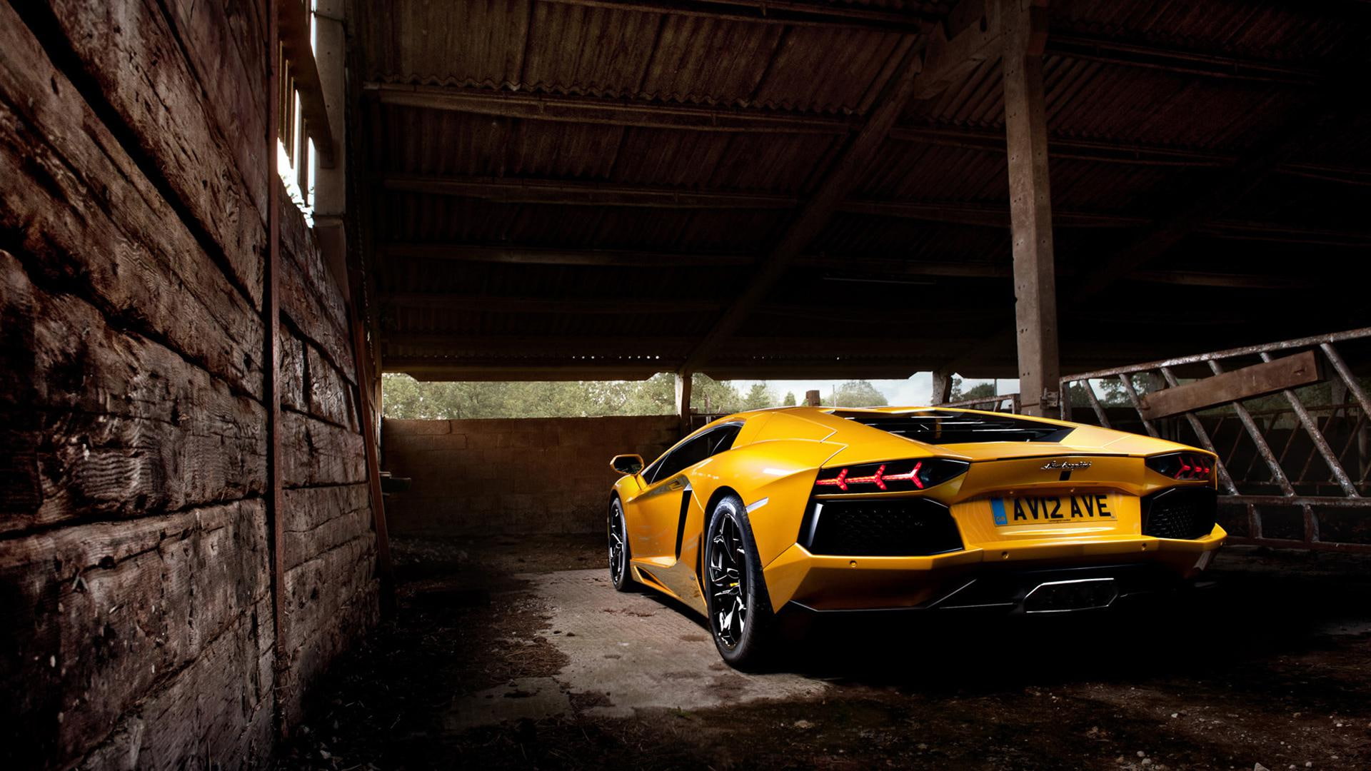 aventador, cars, yellow, car, lamborghini, luxury, 1080P, HD Wallpaper