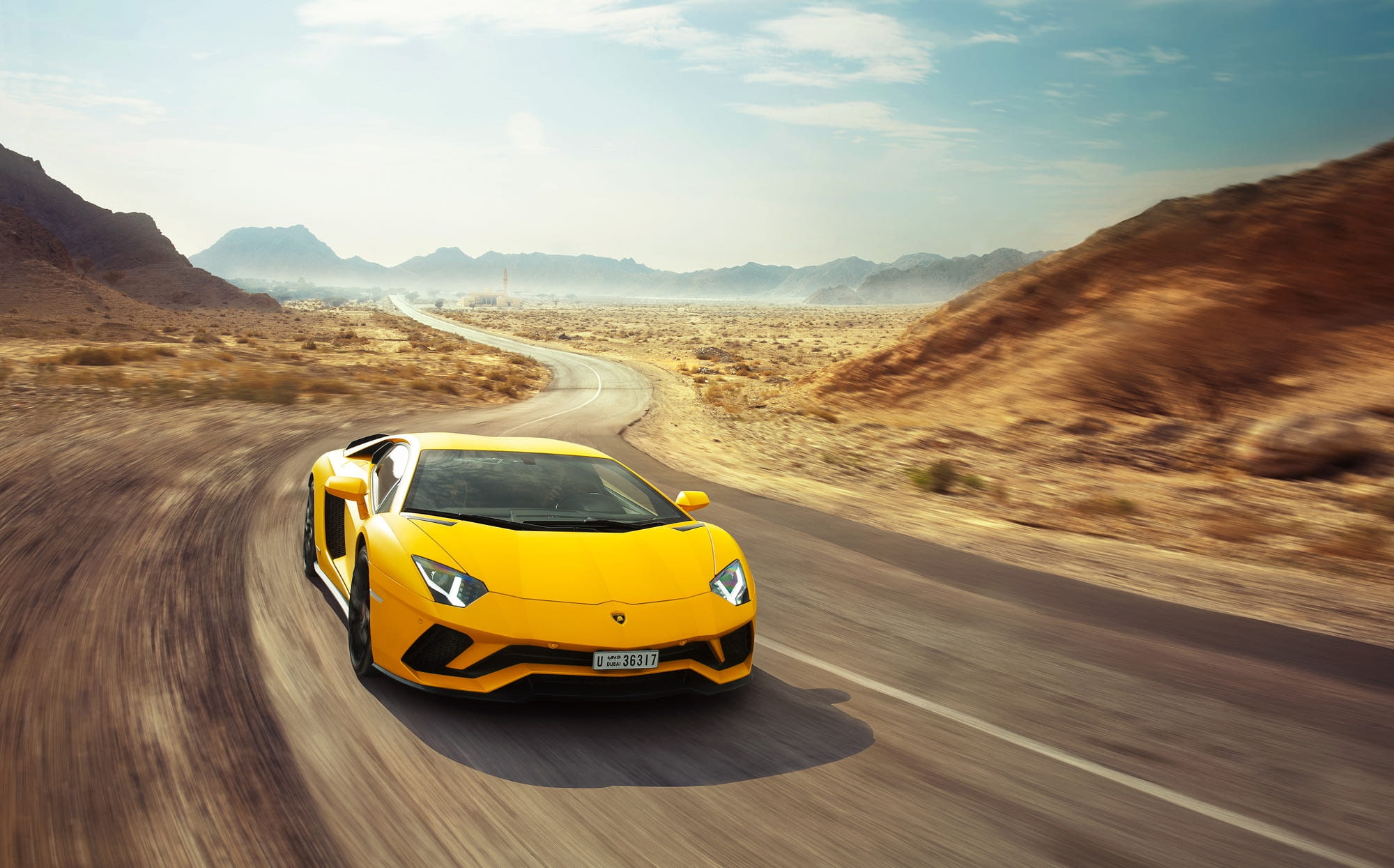 Vehicle, Motion Blur, Lamborghini Aventador S, Car, Supercar, Lamborghini, 1080P, Sport Car, Yellow Car, HD Wallpaper