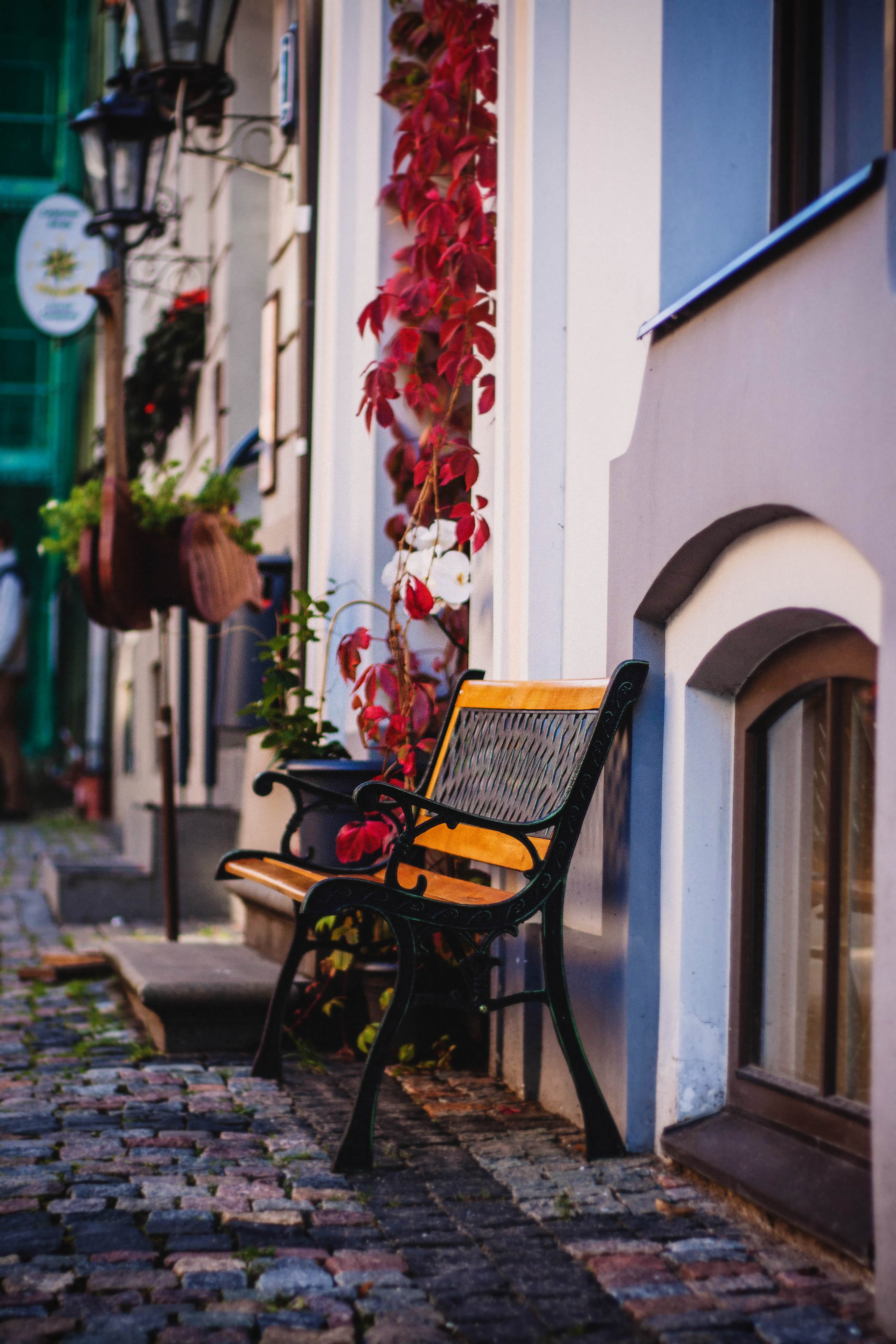 chair, building exterior, neighborhood, focus on foreground, architecture, flowering plant, daytime, 4K, garden, old-fashioned, beside, brown, seat, day, Phone HD Wallpaper