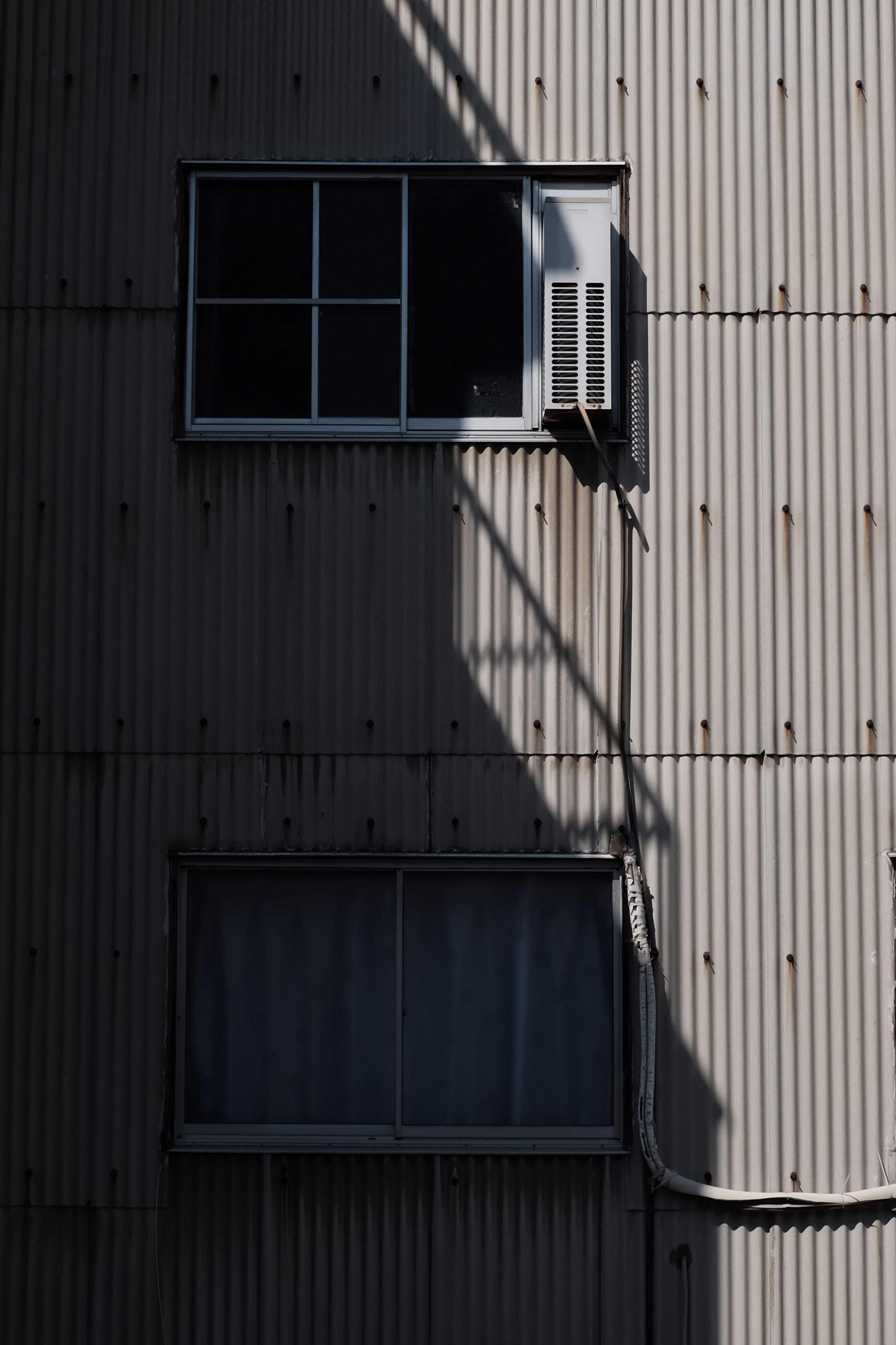window, grille, curtain, day, corrugated iron, built structure, lines, cooker, 4K, building exterior, full frame, shutter, wall - building feature, residential district, Phone HD Wallpaper