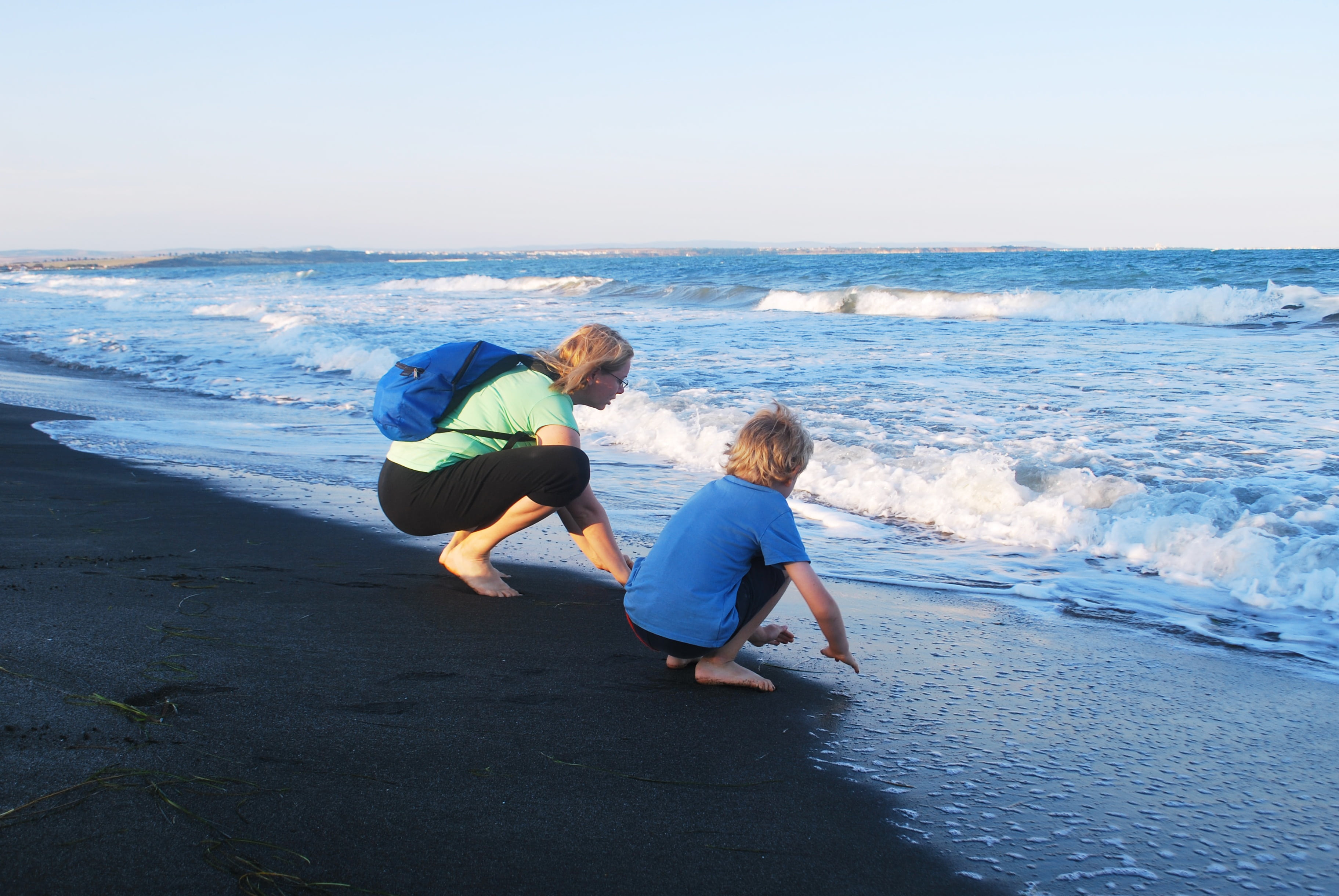 boys, full length, exploring, men, trying, girl, sitting, child, males, motion, beach, learning, seashore, land, family, sky, wave, leisure activity, boy, HD Wallpaper
