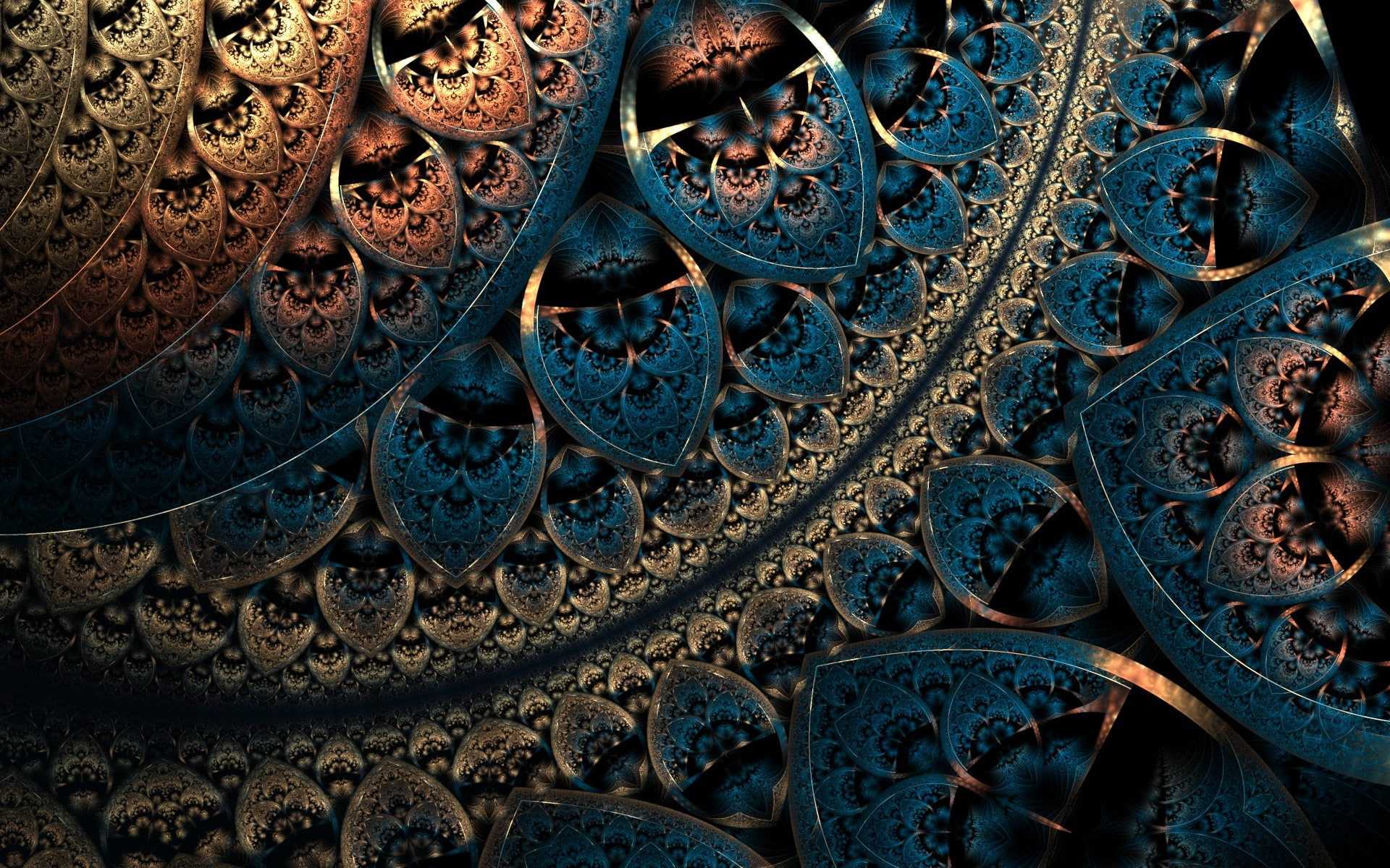 brown, no people, geometry, metal, artwork, backgrounds, 1080P, Fractal, nature, abstract, architecture, shoe, digital art, indoors, full frame, high angle view, HD Wallpaper