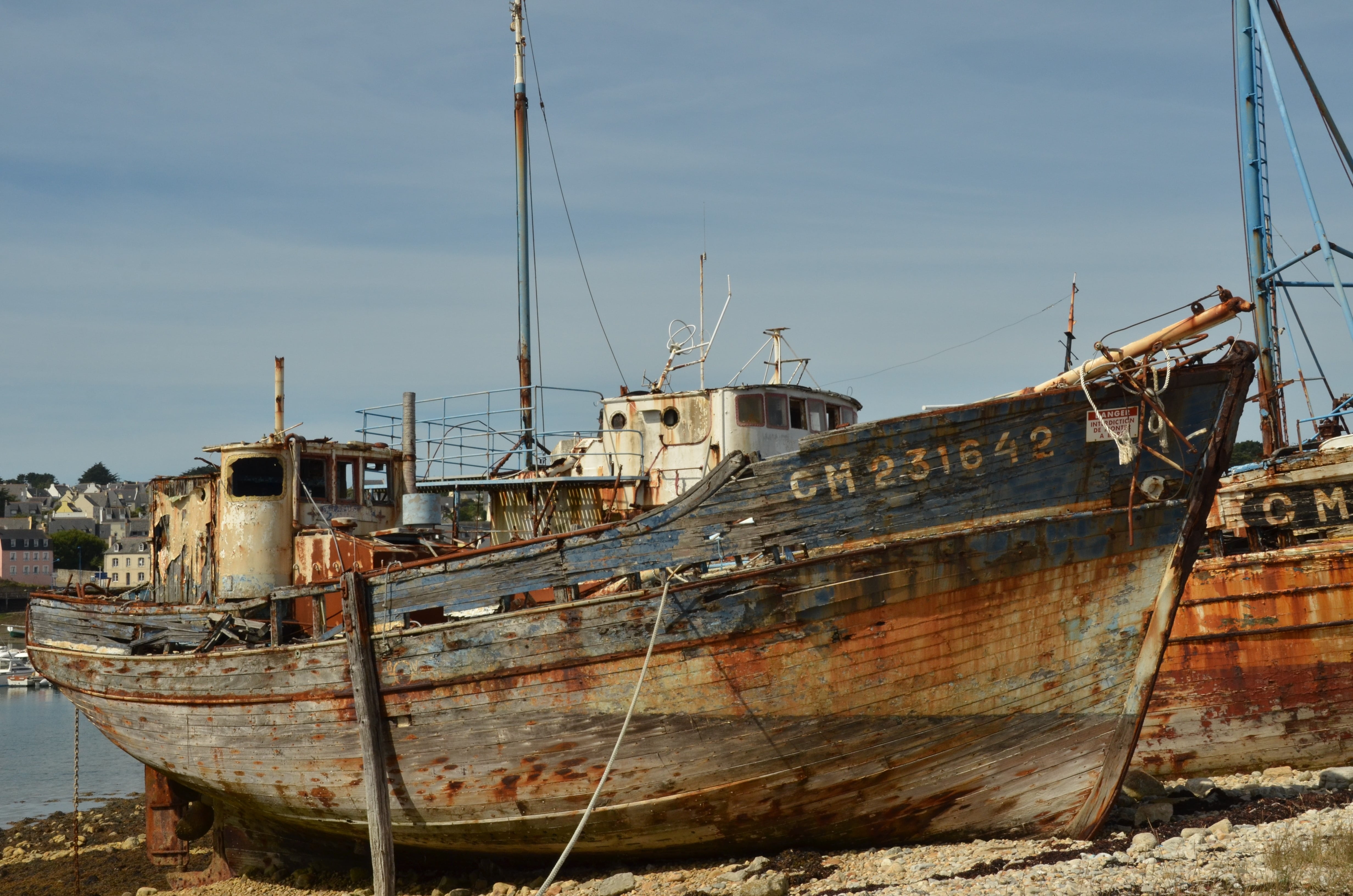 deterioration, boat, decline, expired, water, sailboat, ship, sky, nature, no people, damaged, nautical vessel, sea, cemetery, shipwreck, abandoned, ship wreck, HD Wallpaper