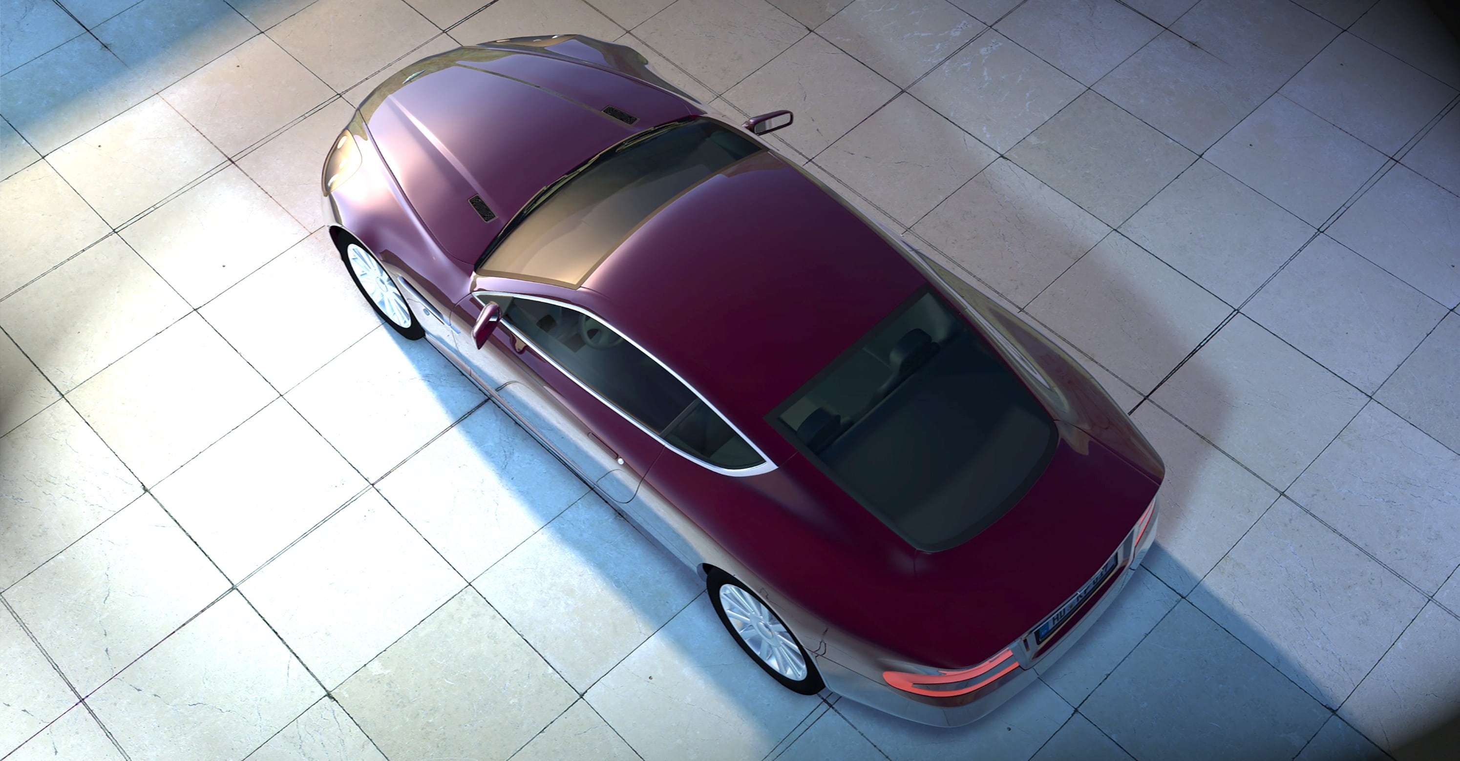 flooring, martin, red, british design, automobile, sport, mode of transportation, sun reflections, computer graphics, body, shadow, tiled floor, autos, HD Wallpaper