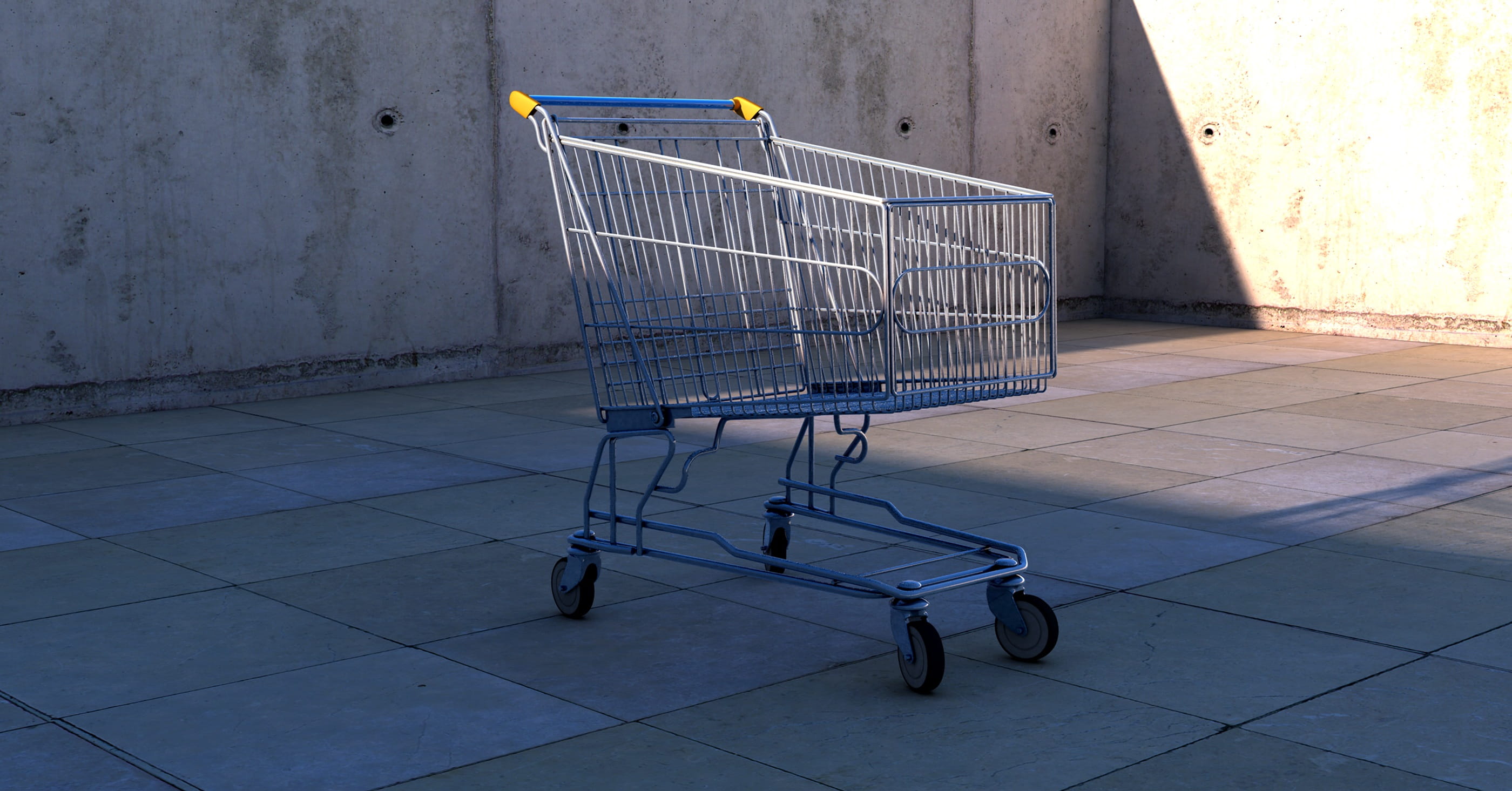 tile, no people, wall, trolley, consumerism, empty, computer graphics, Dolly, social issues, 2K, architecture, sun reflections, dolly cart, steel, shadow, HD Wallpaper