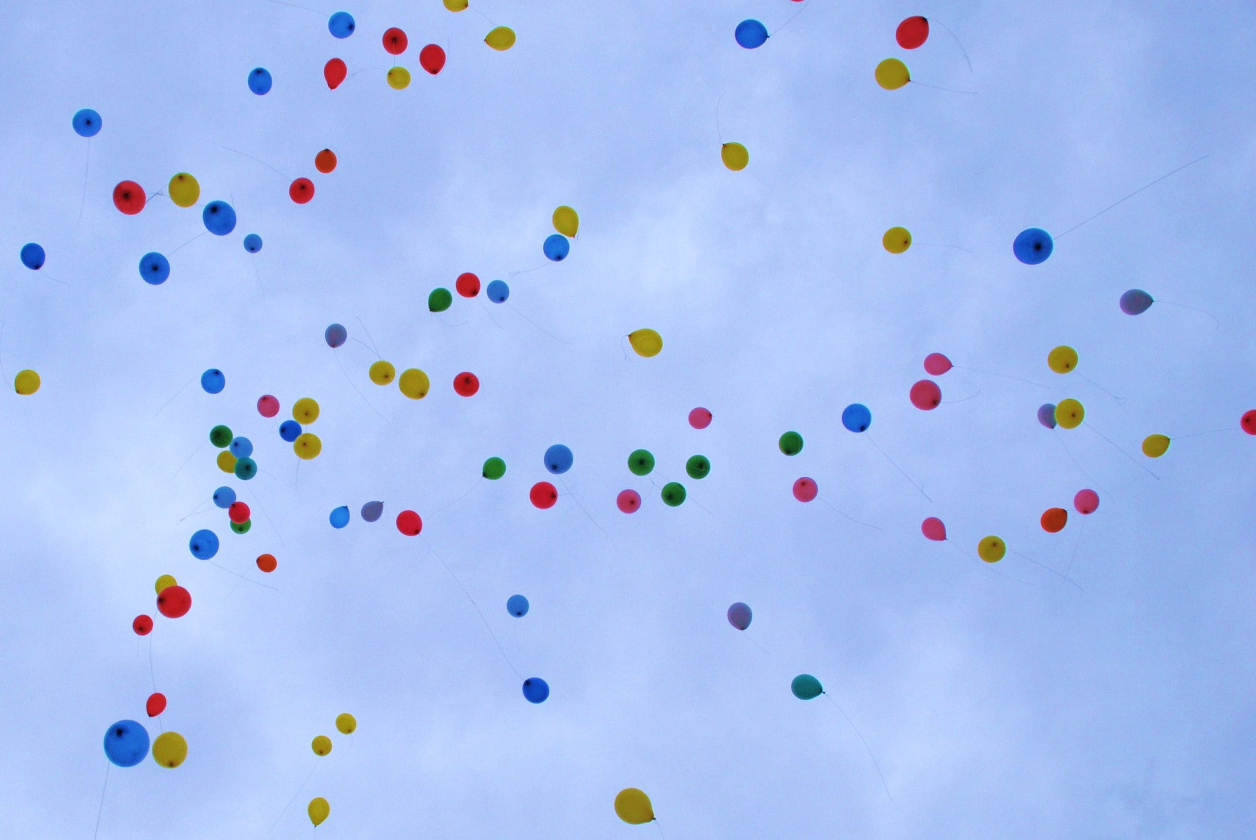 choice, celebration, mid-air, cloudy, no people, day, feast, science, large group of objects, celebration event, event, blue, mid, emotion, abstract, multi colored, HD Wallpaper