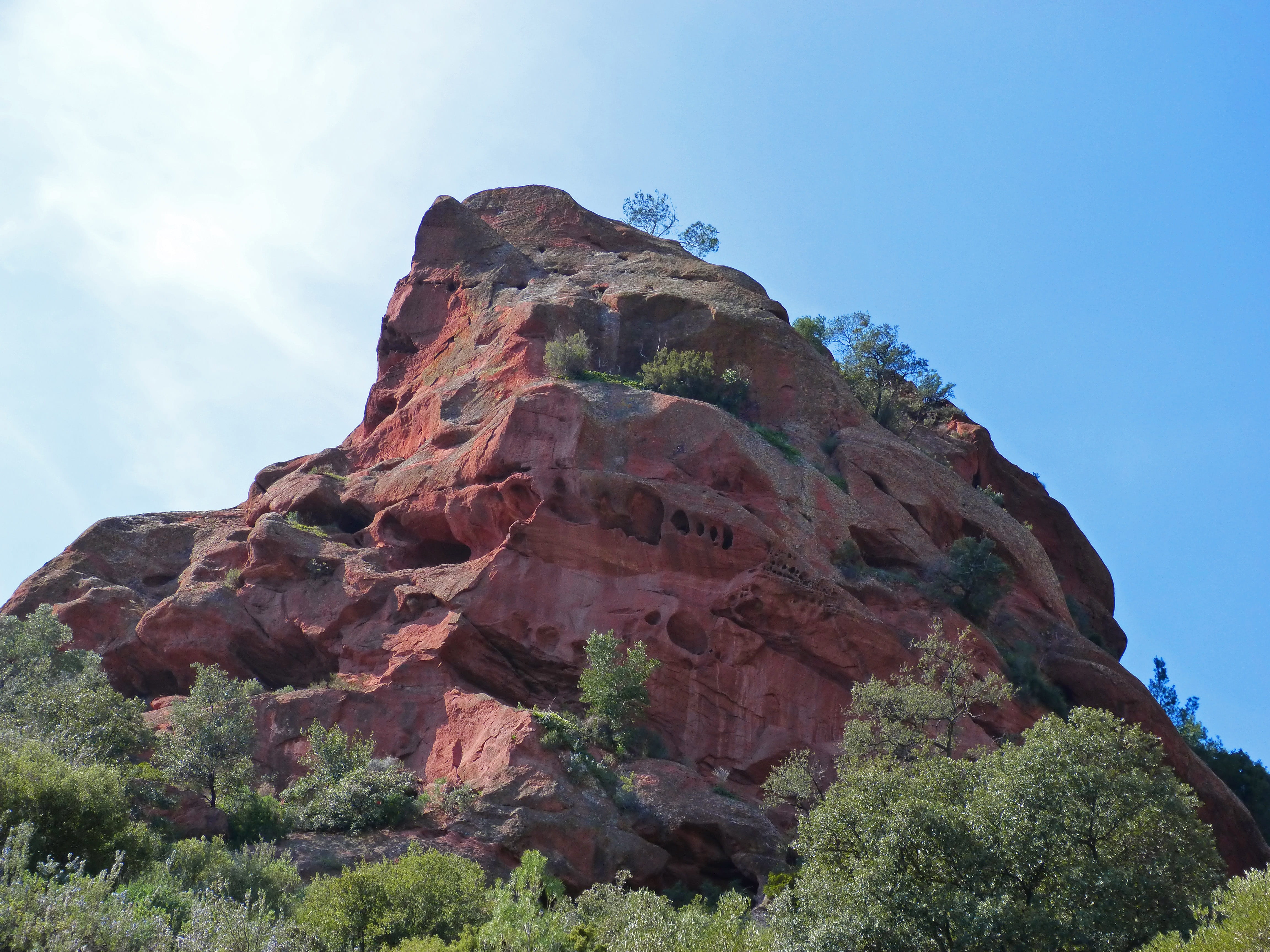 day, scenics - nature, red stoneware, low angle view, rock formation, solid, red sandstone, physical geography, non-urban scene, nature, montsant, tree, HD Wallpaper