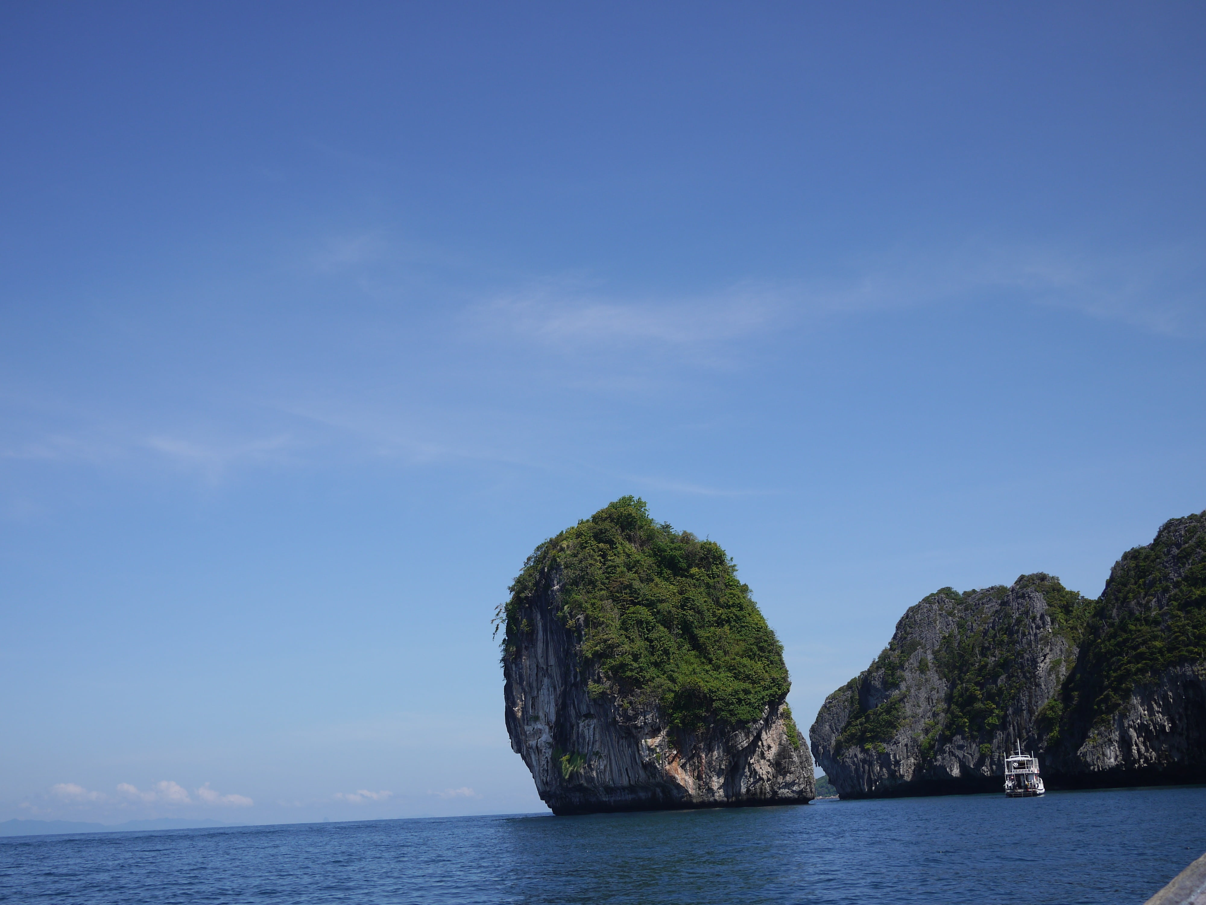 tranquil scene, water, appeasement, rocks, blue, tranquility, thailand, travel, rock - object, waterfront, rock, stack rock, day, idyllic, 4K, sky, cloud - sky, HD Wallpaper
