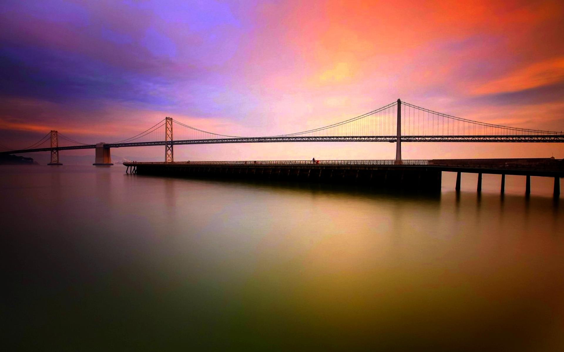 california, sunset, san francisco, 1080P, soothing, calm, bridge, view, nature and landscapes, HD Wallpaper