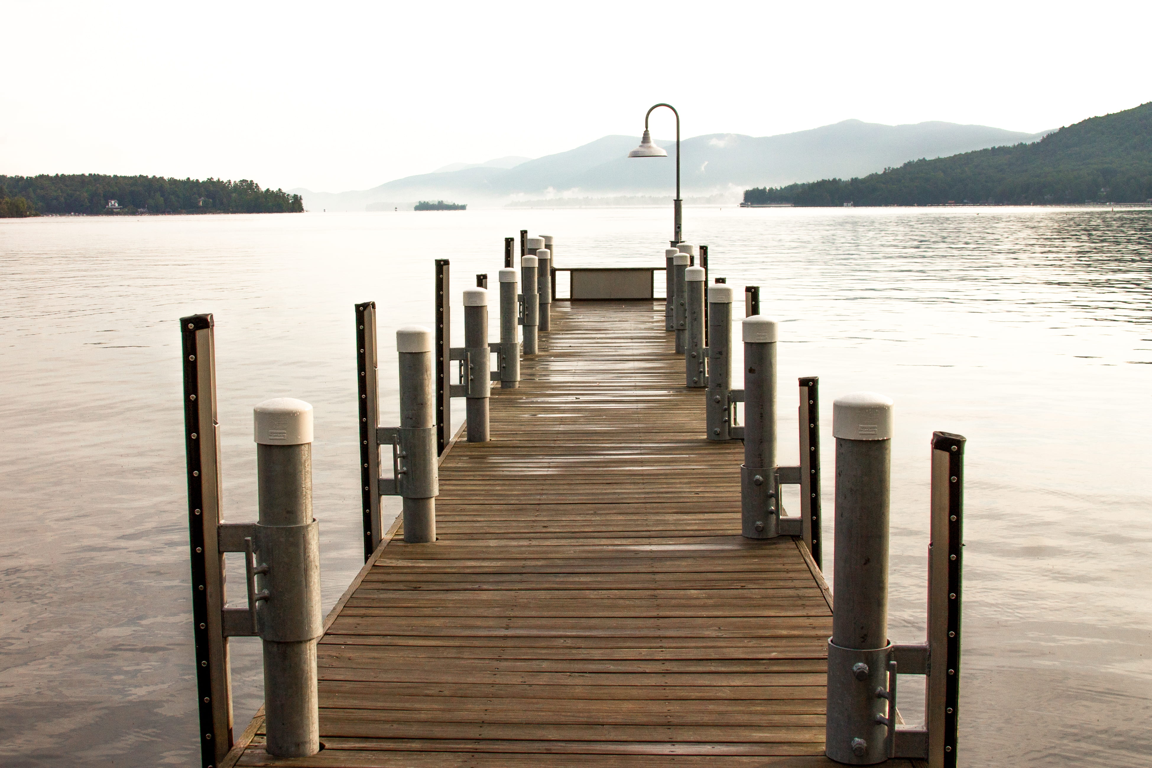 outdoors, tranquility, the way forward, 4K, no people, post, long, wooden, nature, direction, wafe, haze, pier, foggy, water, lake, tranquil scene, calm, HD Wallpaper