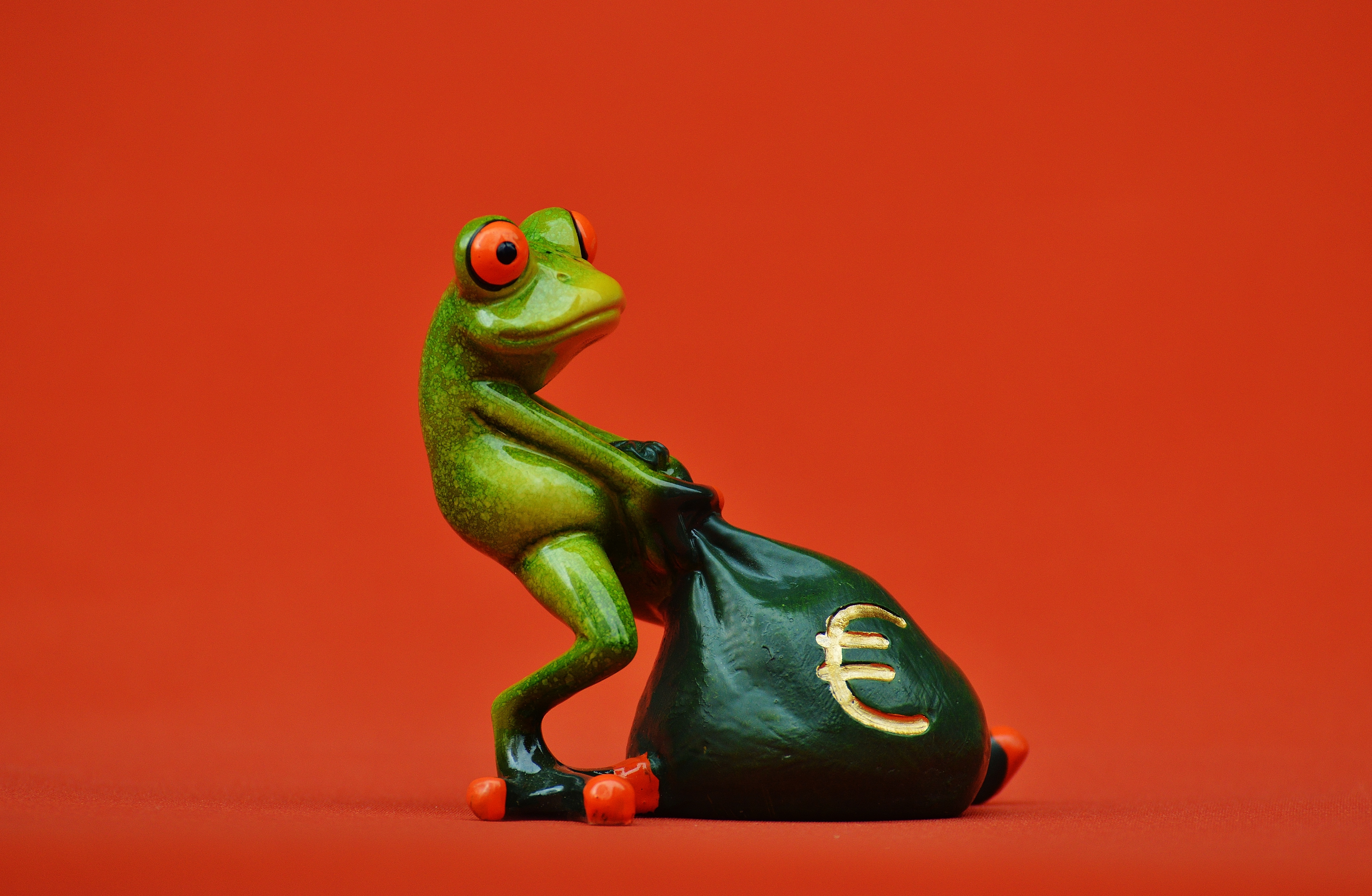 animal representation, money bag, reserves, fun, funny, reptile, studio shot, dinosaur, animal, frog, colored background, green, one animal, figure, toy, HD Wallpaper
