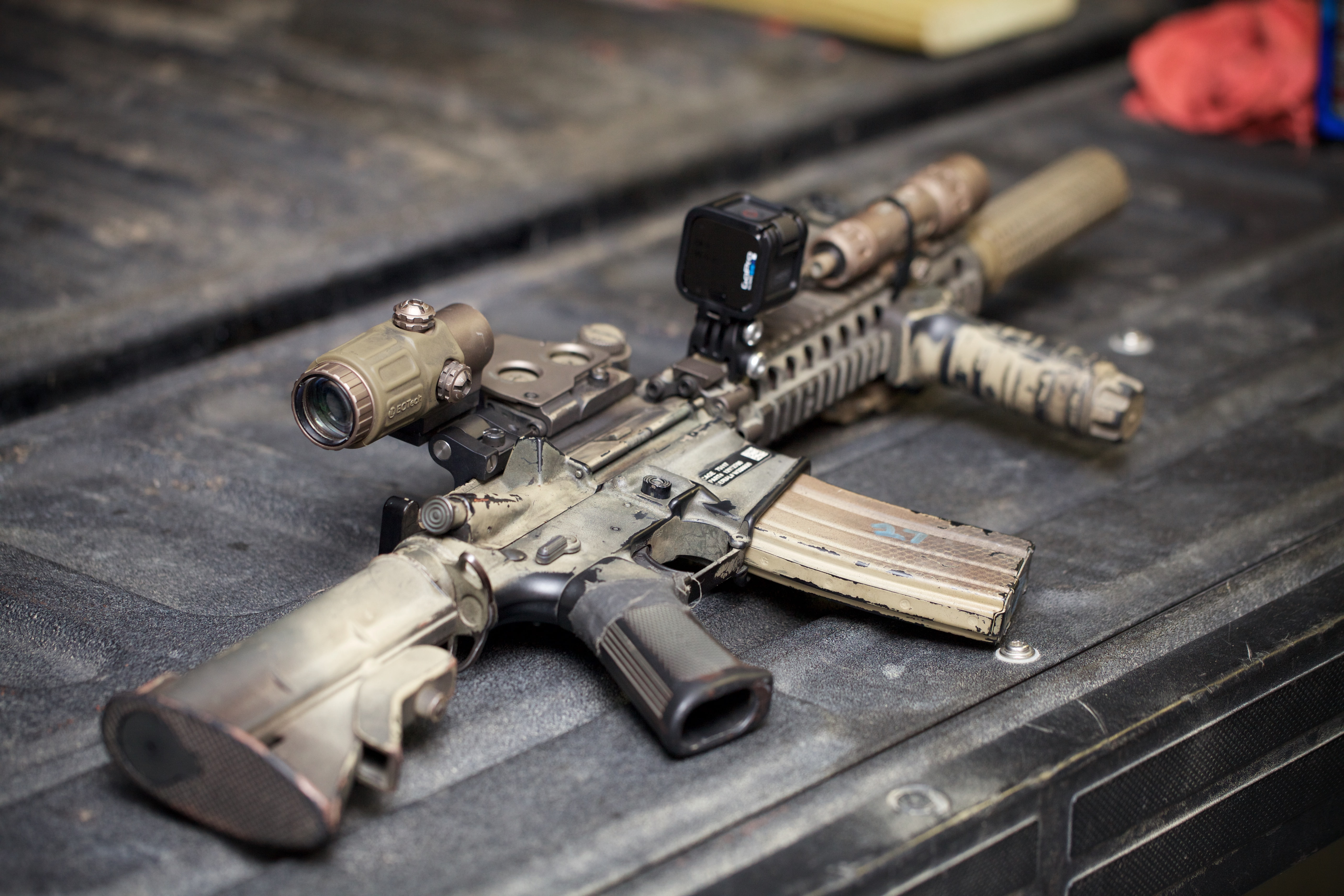 AR-15, 5K, carabiner, assault rifle, HD Wallpaper